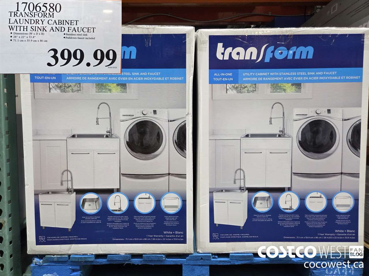 1706580 TRANSFORM LAUNDRY CABINET WITH SINK AND FAUCET $399.99