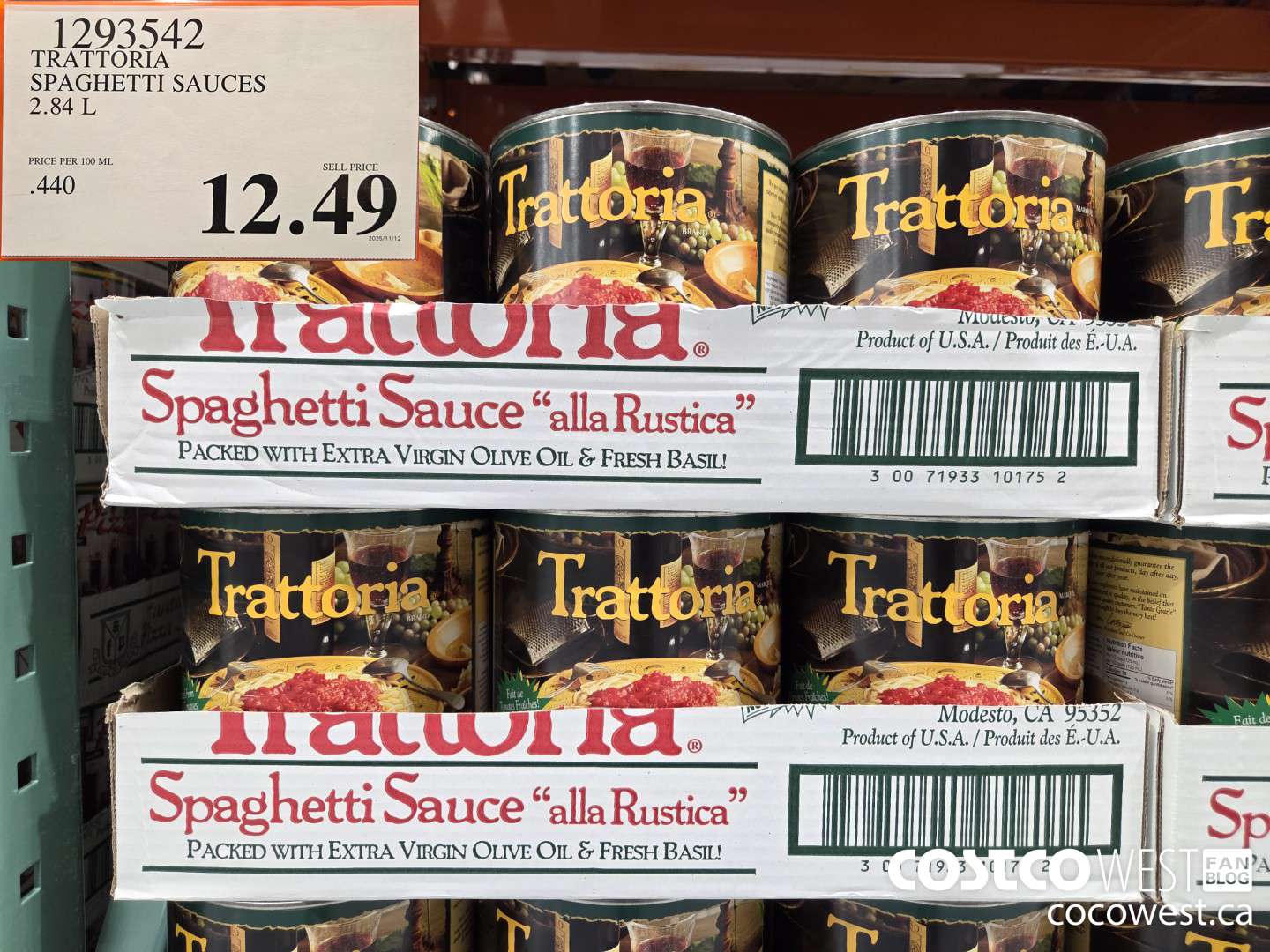 1293542 TRATTORIA SPAGHETTI SAUCES 2.84 L $12.49