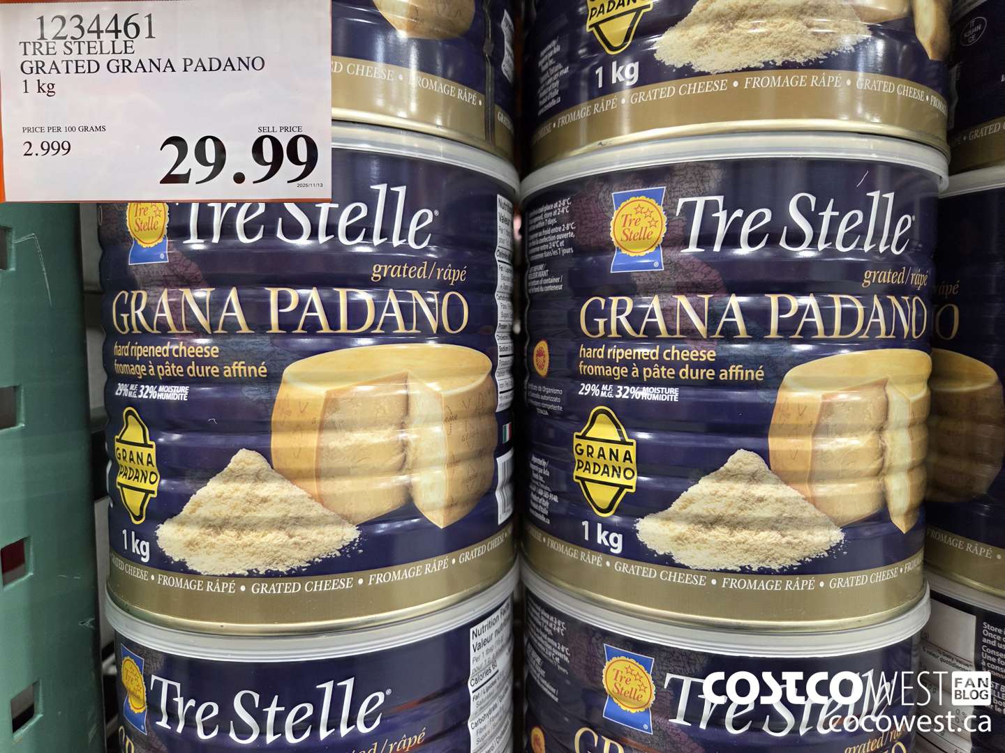 1234461 TRE STELLE GRATED GRANA PADANO 1 kg $29.99