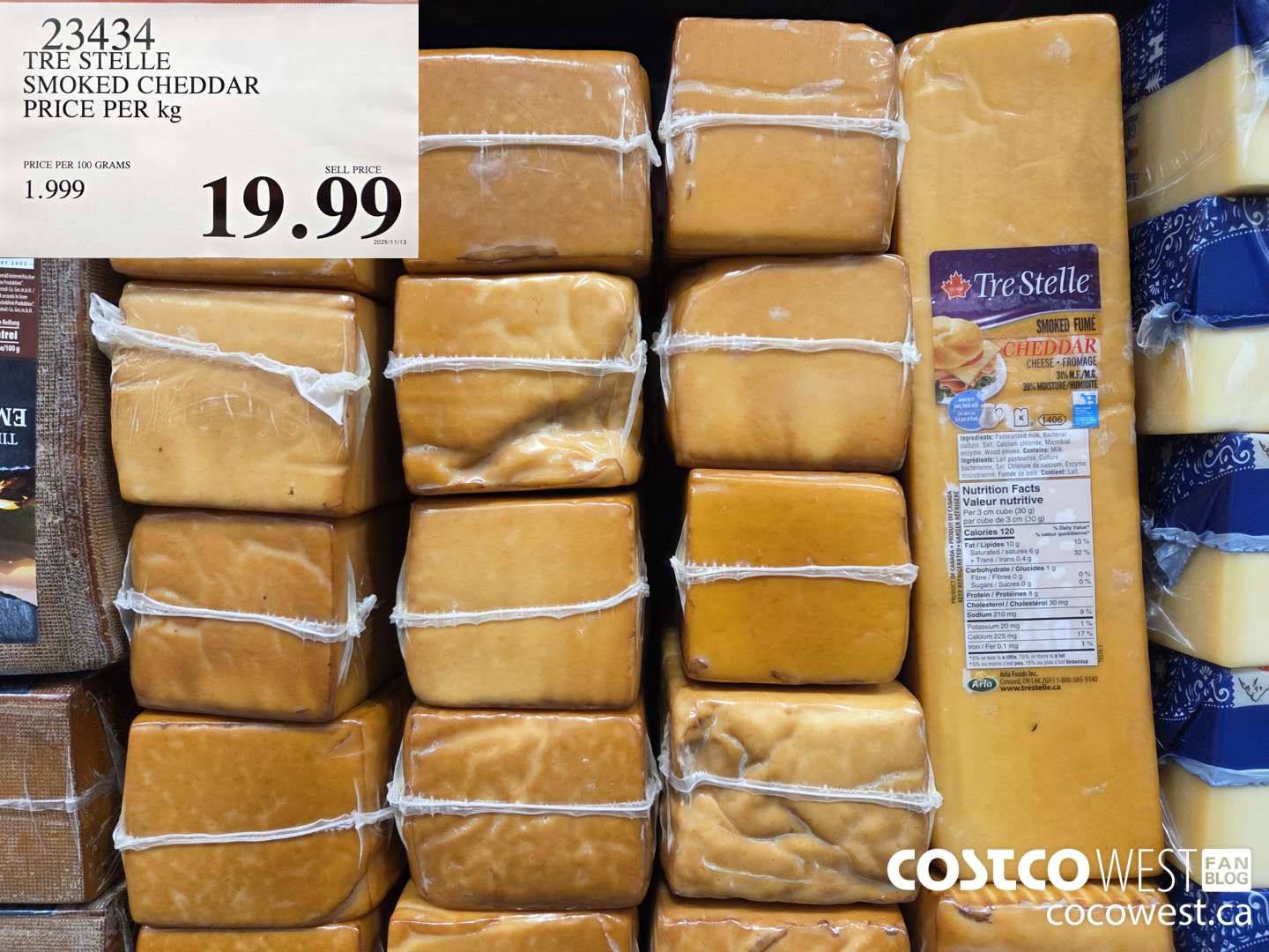 23434 TRE STELLE SMOKED CHEDDAR PRICE PER kg $19.99