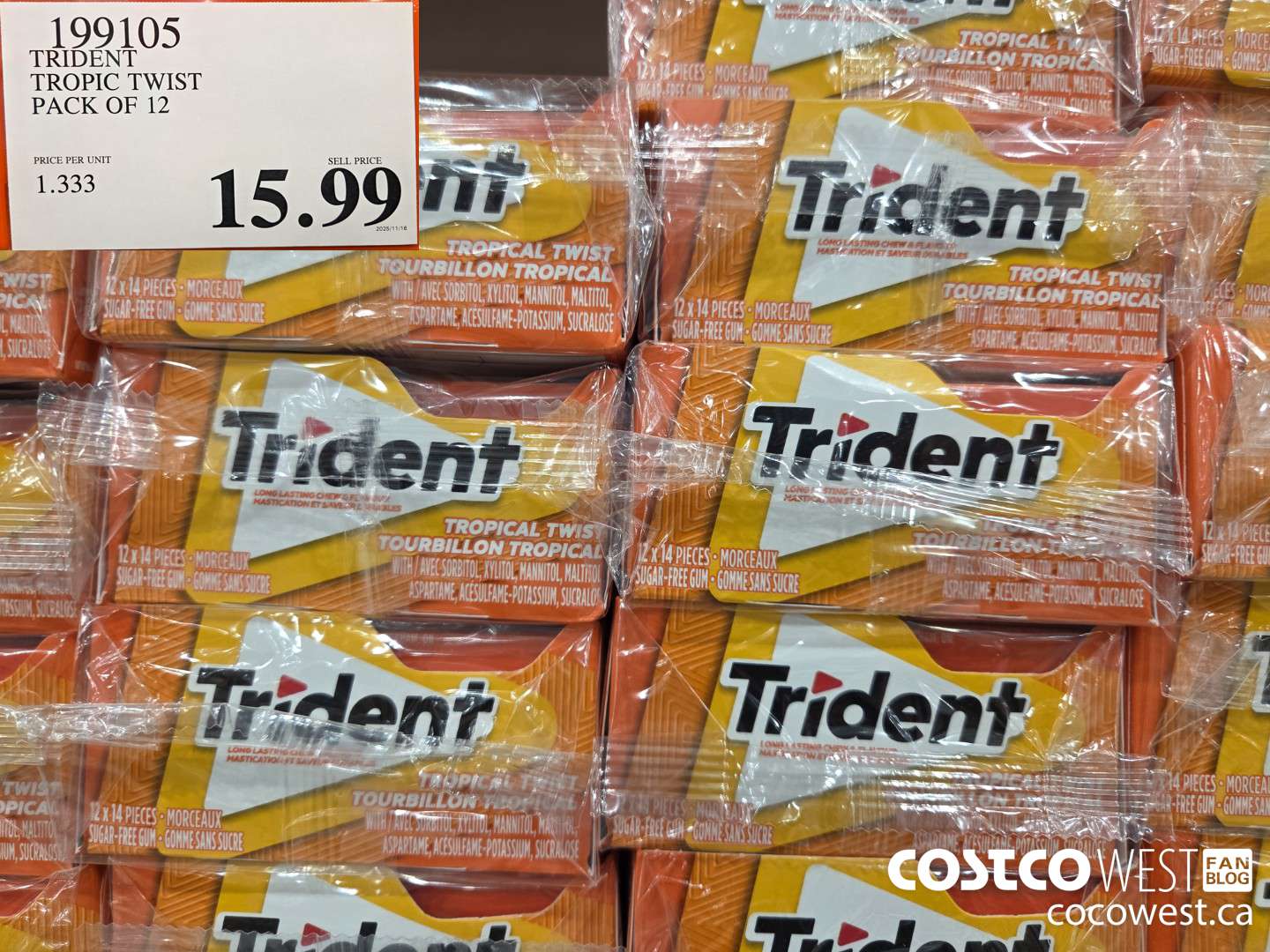 199105 TRIDENT TROPIC TWIST PACK OF 12 $15.99