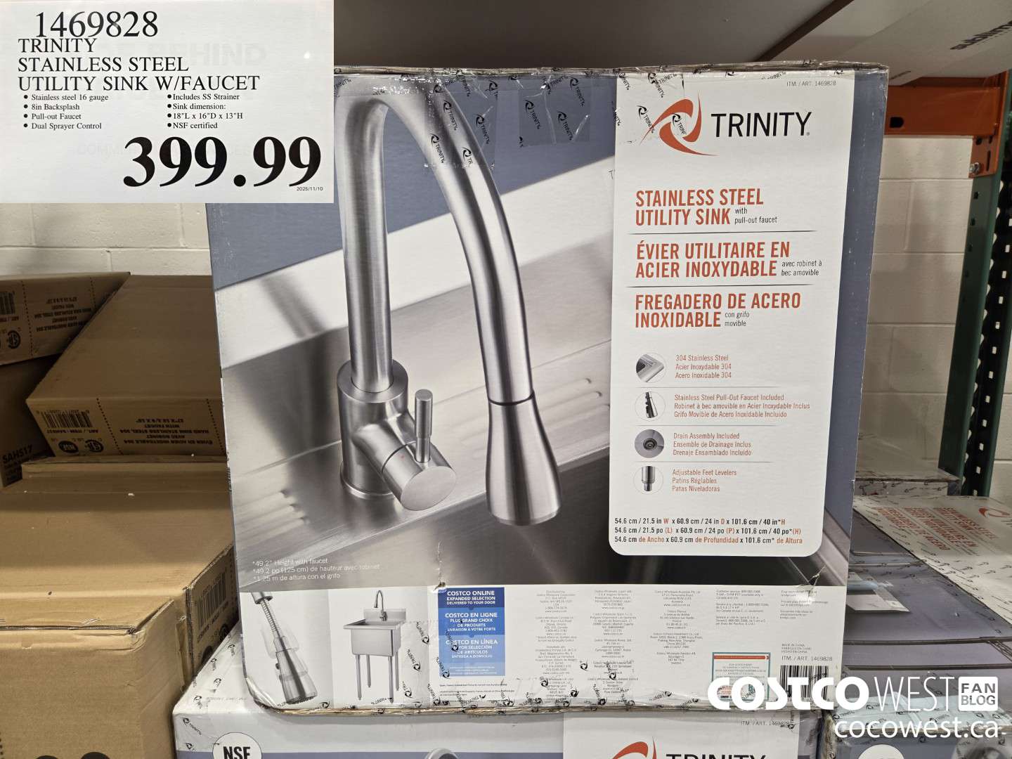 1469828 TRINITY SS UTILITY SINK W/ PULLDOWN FAUCET ($50.00 INSTANT SAVINGS EXPIRES ON 2022-03-27) $219.99