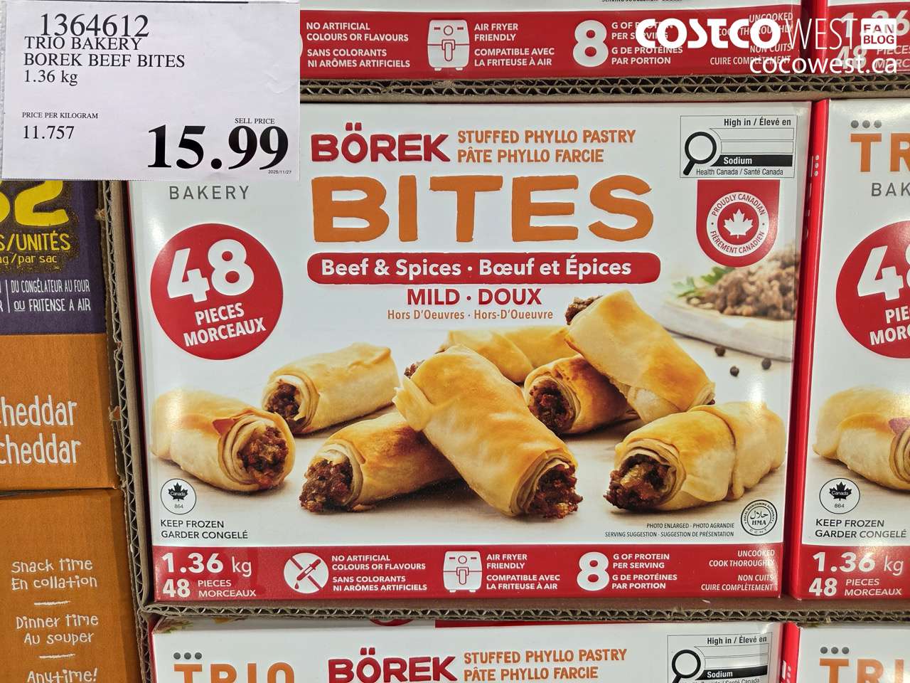 1364612 TRIO BAKERY BOREK BEEF BITES 1.36 kg $15.99