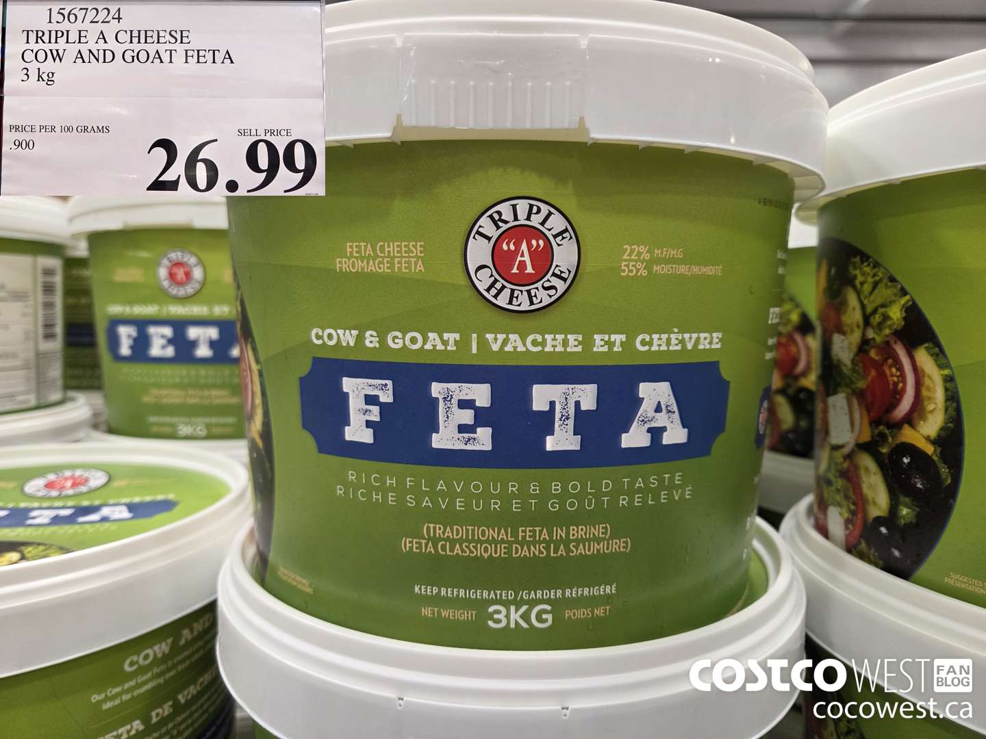 1567224 TRIPLE A CHEESE COW AND GOAT FETA 3 kg $26.99
