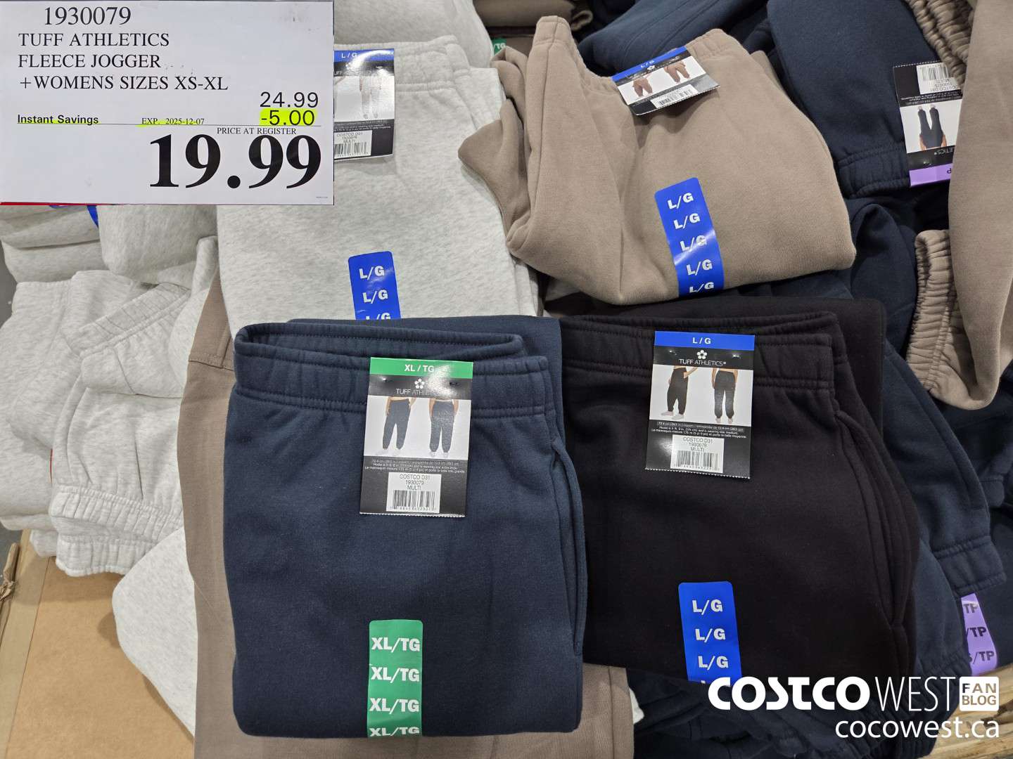 1930079 TUFF ATHLETICS FLEECE JOGGER WOMENS SIZES XS-XL ($5.00 INSTANT SAVINGS EXPIRES ON 2025-12-07) $19.99