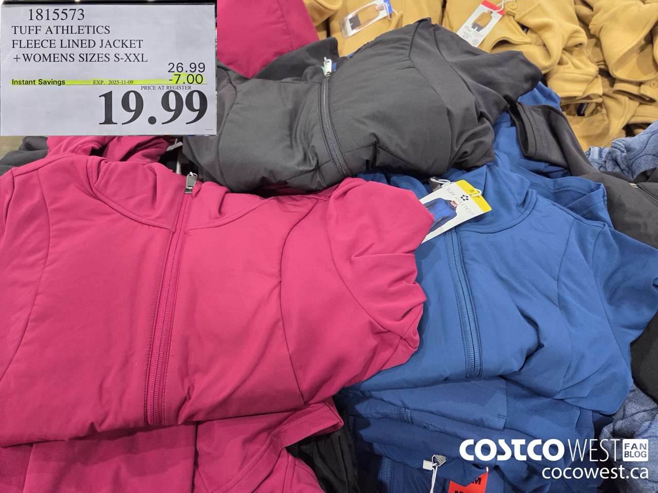 1815573 TUFF ATHLETICS FLEECE LINED JACKET LADIES SIZES S-XXL ($7.00 INSTANT SAVINGS EXPIRES ON 2025-11-09) $19.99