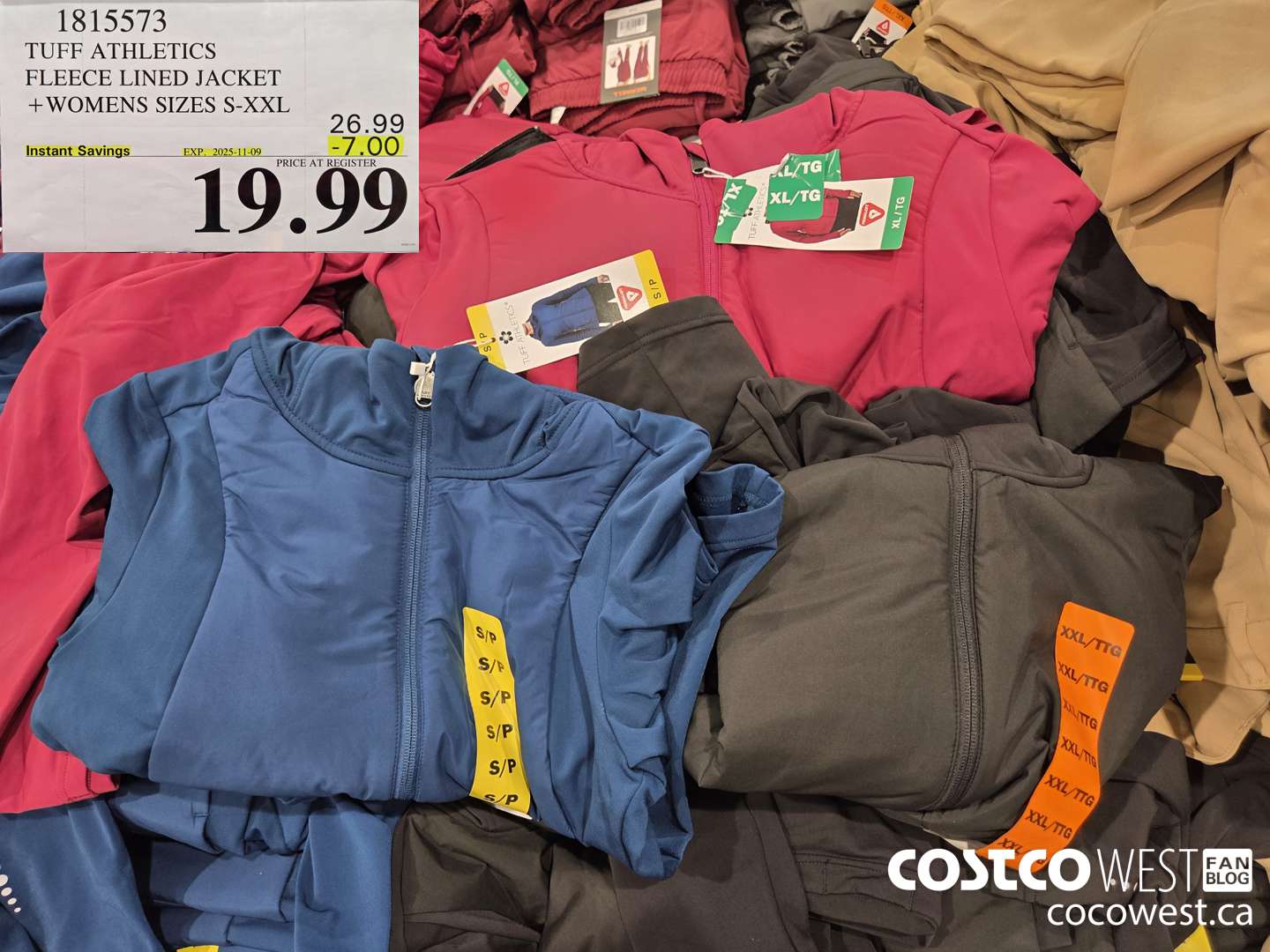 1815573 TUFF ATHLETICS FLEECE LINED JACKET LADIES SIZES S-XXL ($7.00 INSTANT SAVINGS EXPIRES ON 2025-11-09) $19.99