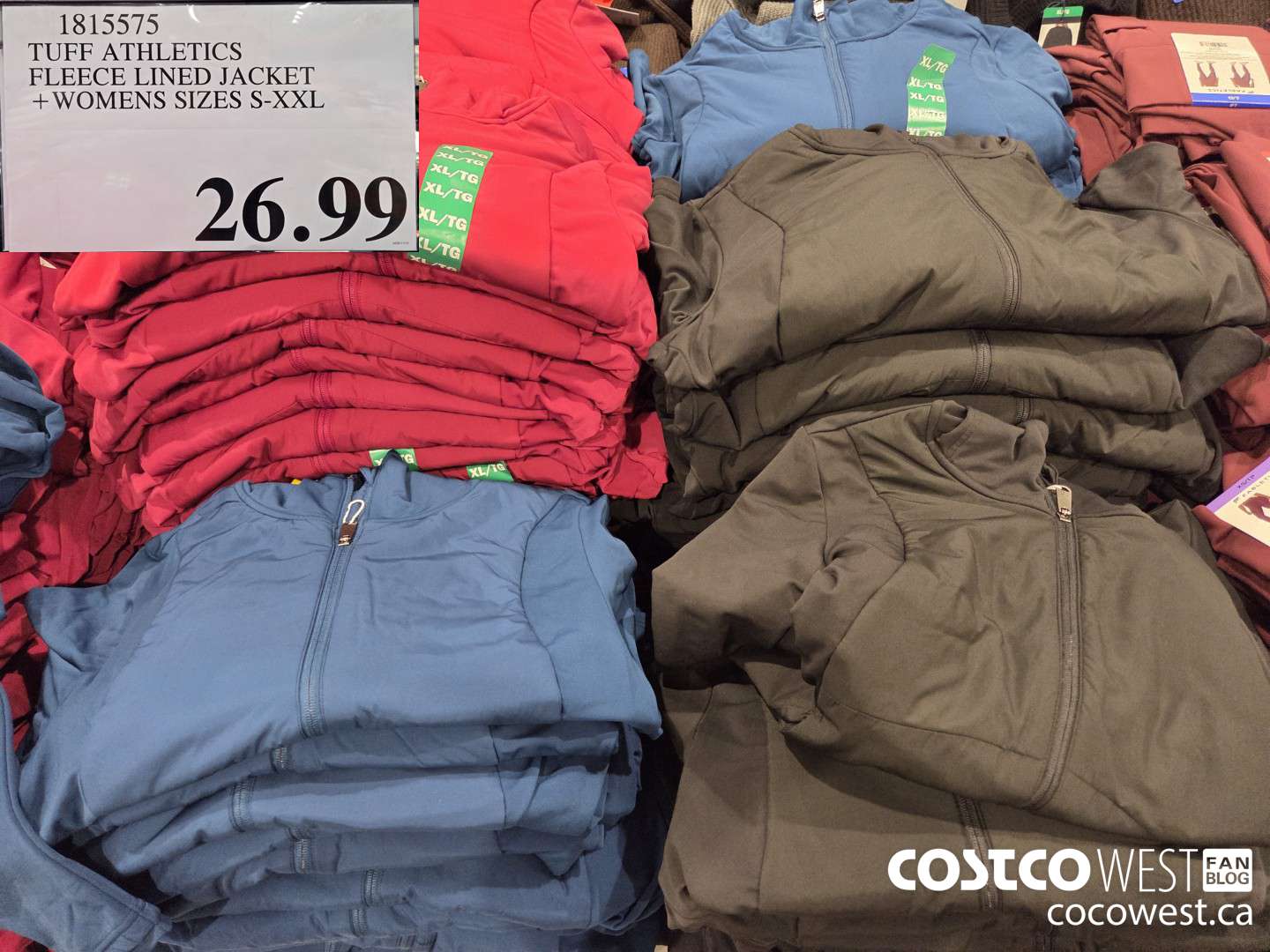 1815575 TUFF ATHLETICS FLEECE LINED JACKET LADIES SIZES S-XXL $26.99