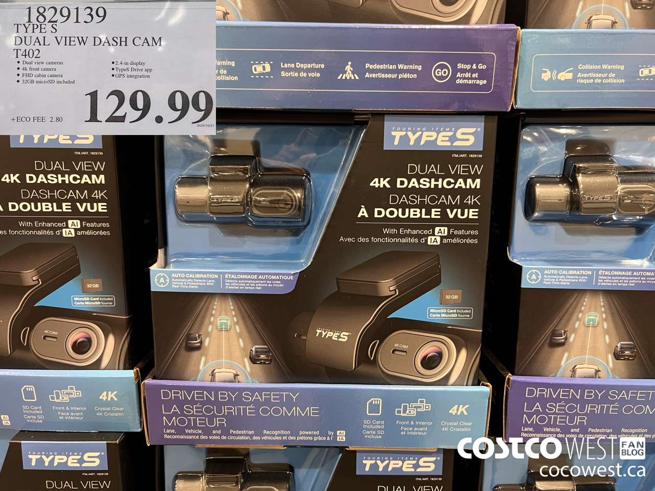 1829139 TYPE S DUAL VIEW DASH CAM T402 $129.99