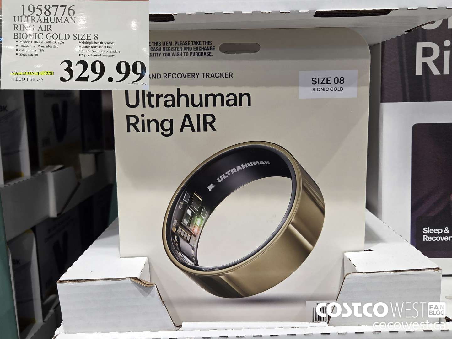 1958776 ULTRAHUMAN RING AIR BIONIC GOLD SIZE 8 (EXPIRES ON 2025-12-01) $329.99