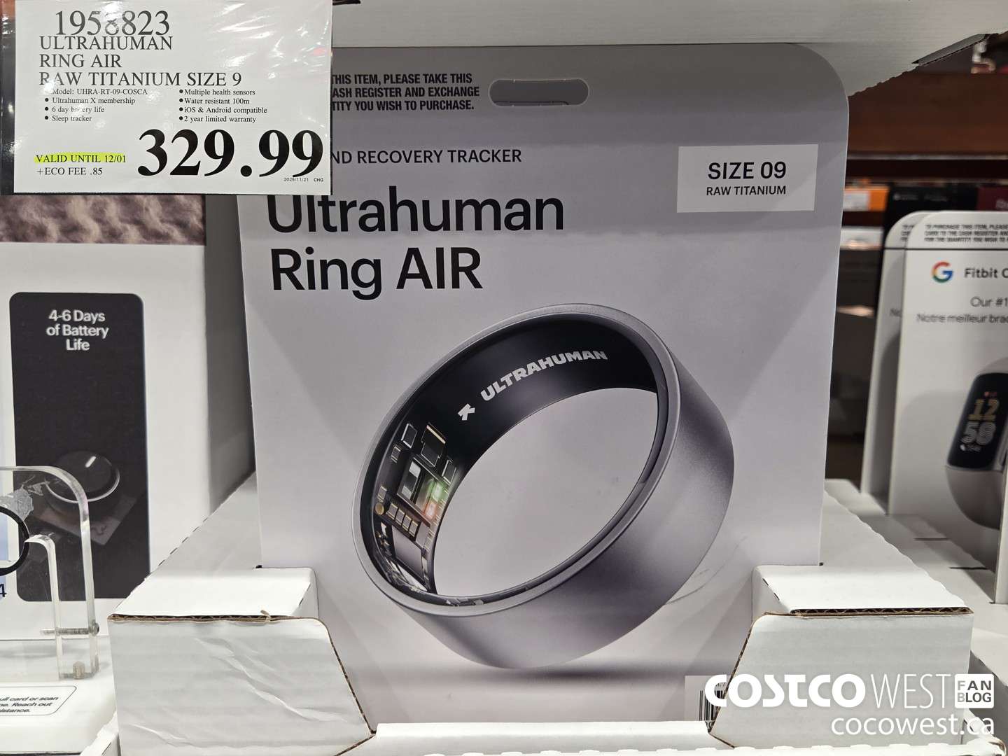 1958823 ULTRAHUMAN RING AIR RAW TITANIUM SIZE 9 (EXPIRES ON 2025-12-01) $329.99