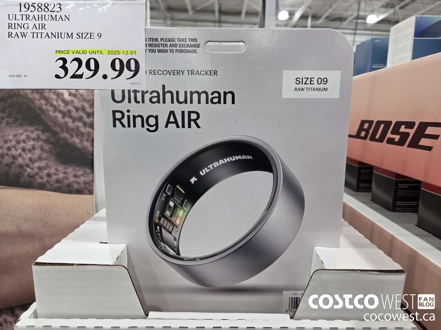 1958823 ULTRAHUMAN RING AIR RAW TITANIUM SIZE 9 (EXPIRES ON 2025-12-01) $329.99