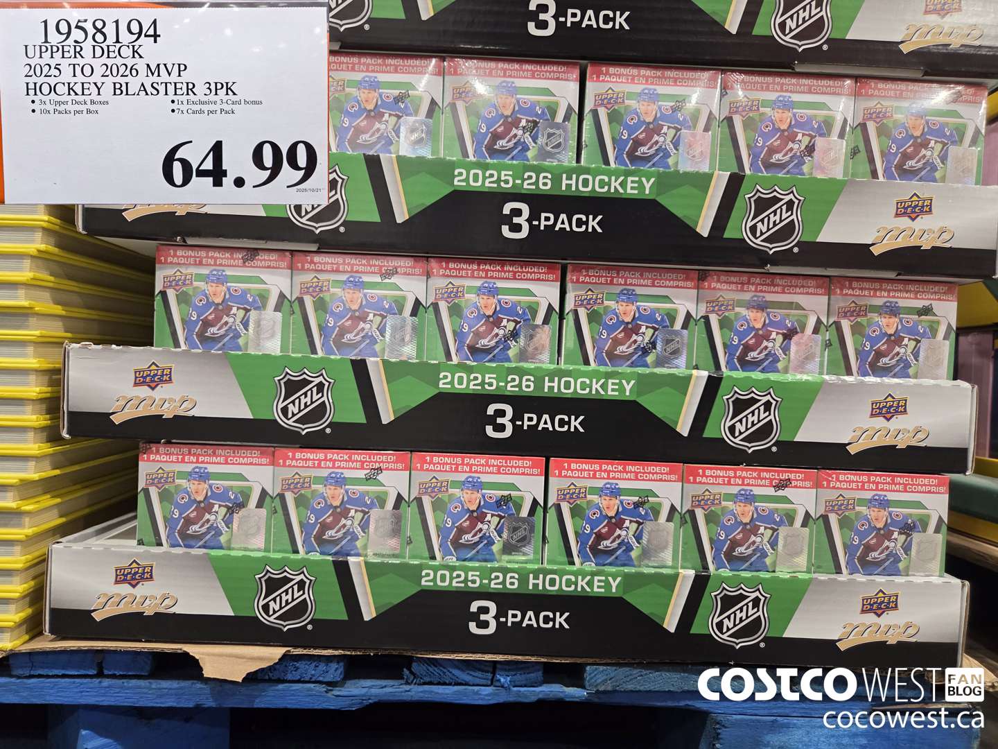 1958194 UPPER DECK 2025 TO 2026 MVP HOCKEY BLASTER 3PK $64.99