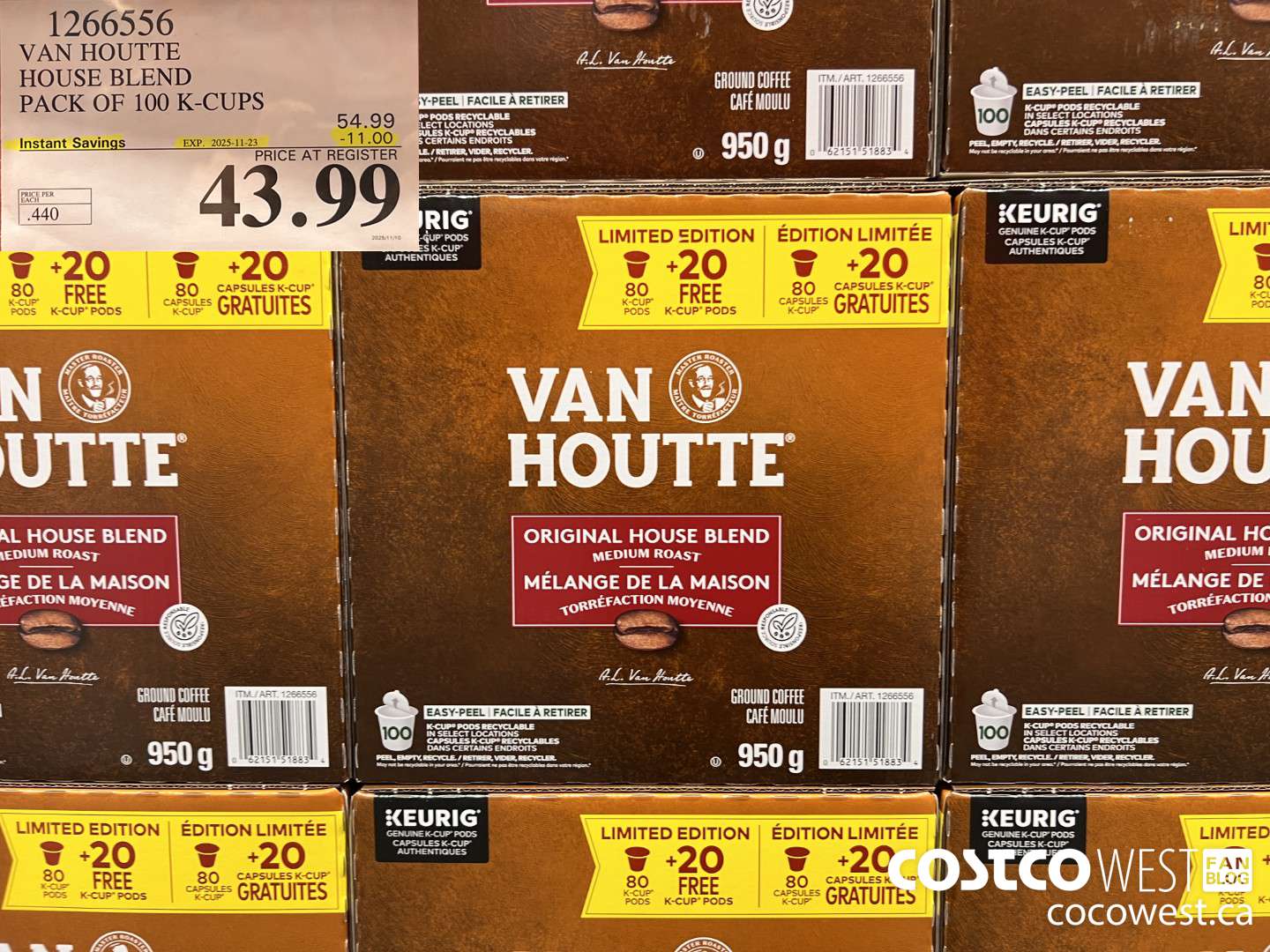 1266556 VAN HOUTTE HOUSE BLEND PACK OF 100 K-CUPS ($11.00 INSTANT SAVINGS EXPIRES ON 2025-11-23) $43.99