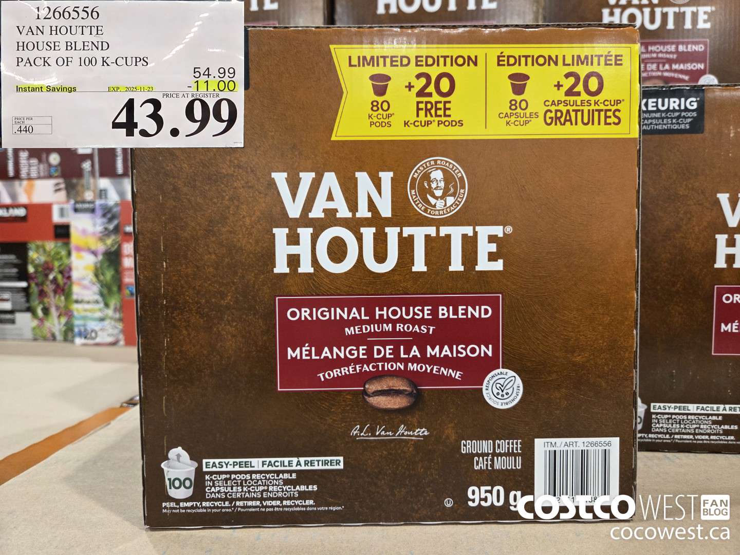 1266556 VAN HOUTTE HOUSE BLEND PACK OF 100 K-CUPS ($11.00 INSTANT SAVINGS EXPIRES ON 2025-11-23) $43.99