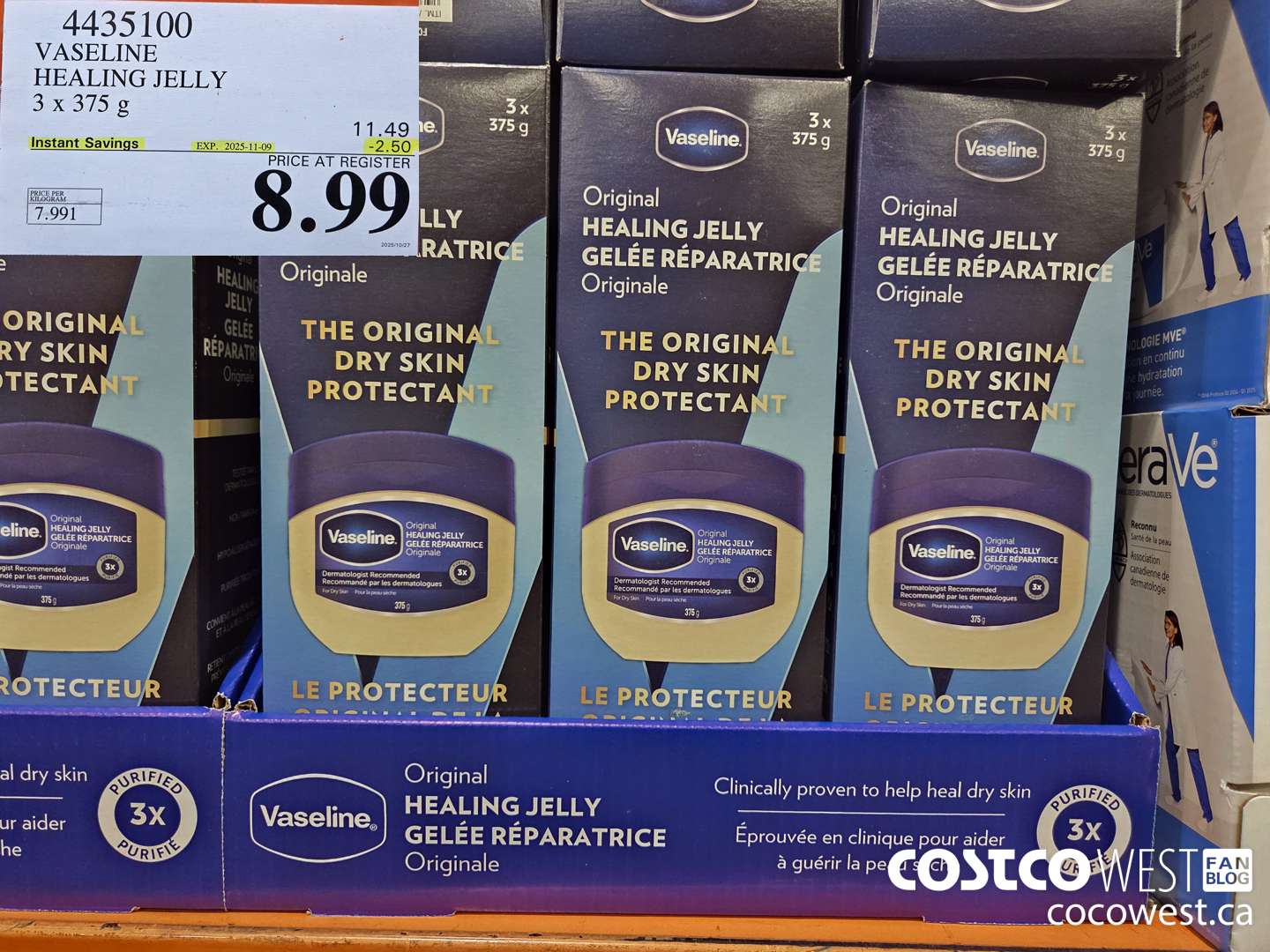 4435100 VASELINE PETROLEUM JELLY 3 X 375G ($2.50 INSTANT SAVINGS EXPIRES ON 2025-11-09) $8.99