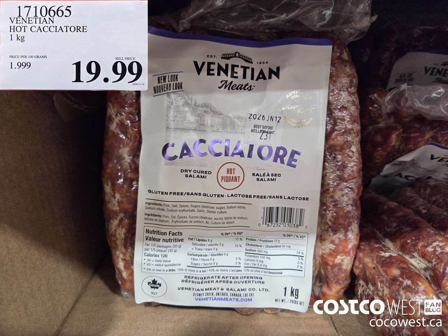 1710665 VENETIAN HOT CACCIATORE 1 kg $19.99
