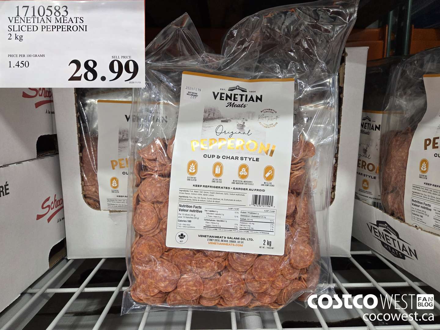 1710583 VENETIAN MEATS SLICED PEPPERONI 2 kg $28.99