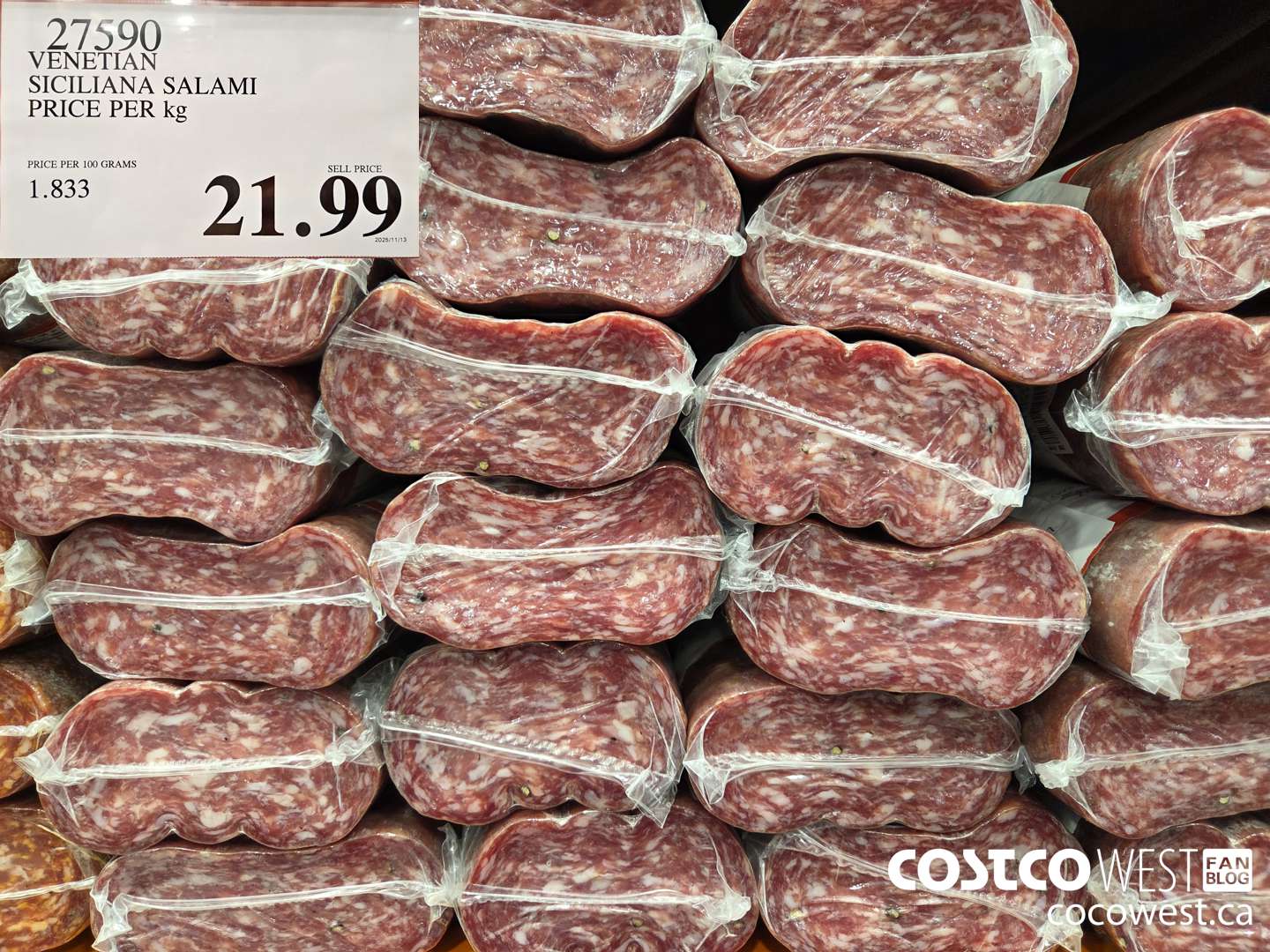 27590 VENETIAN SICILIANA SALAMI PRICE PER kg $21.99