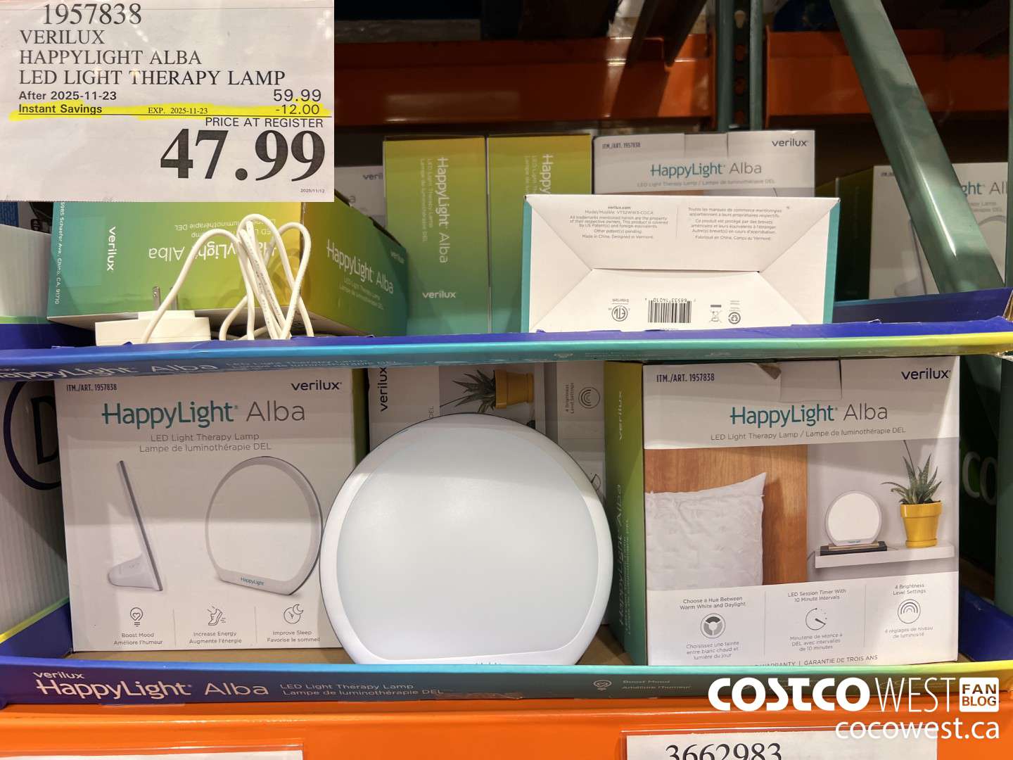 1957838 VERILUX HAPPYLIGHT ALBA LED LIGHT THERAPY LAMP ($12.00 INSTANT SAVINGS EXPIRES ON 2025-11-23) $47.99