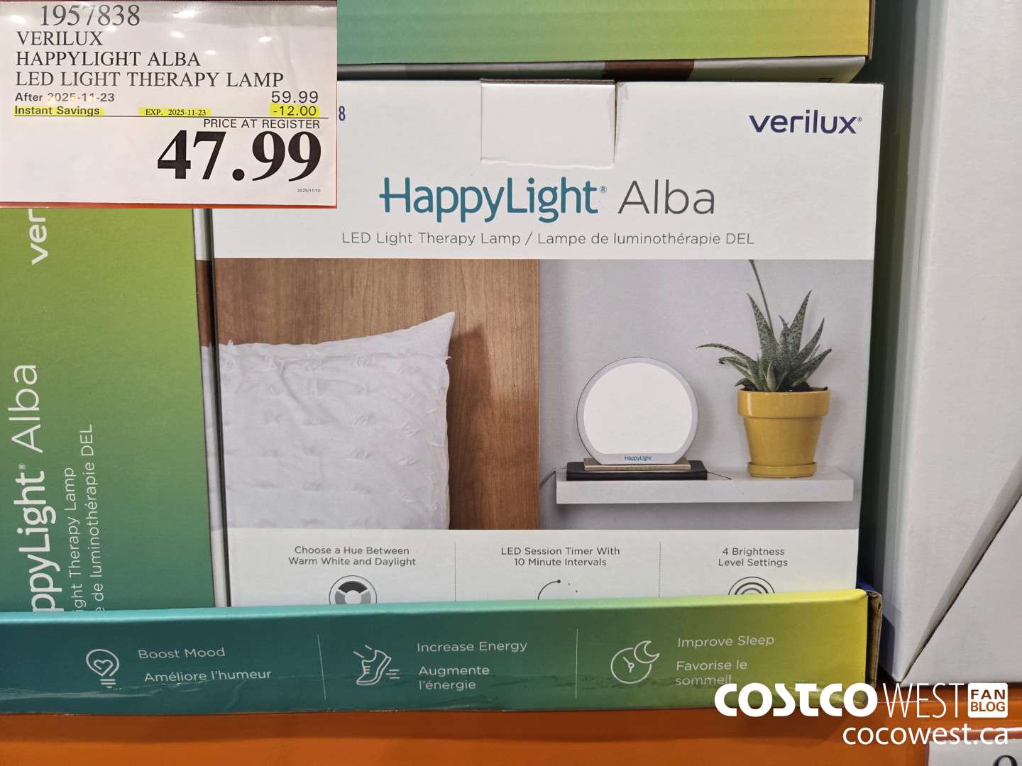 1957838 VERILUX HAPPYLIGHT ALBA LED LIGHT THERAPY LAMP ($12.00 INSTANT SAVINGS EXPIRES ON 2025-11-23) $47.99