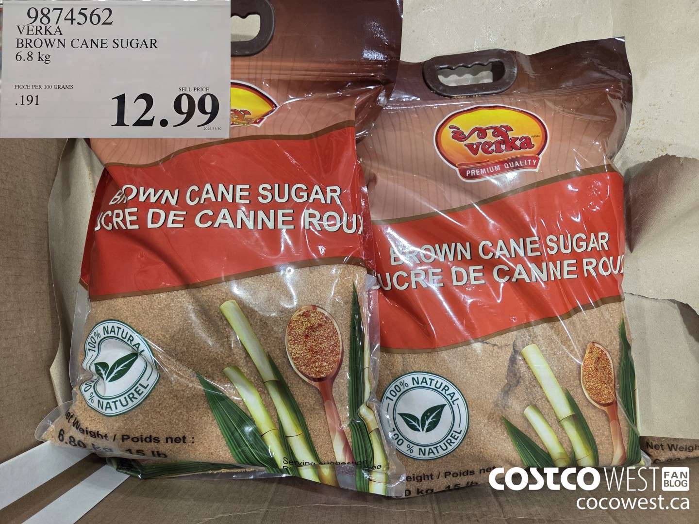 9874562 VERKA BROWN SUGAR 6.8KG $12.99