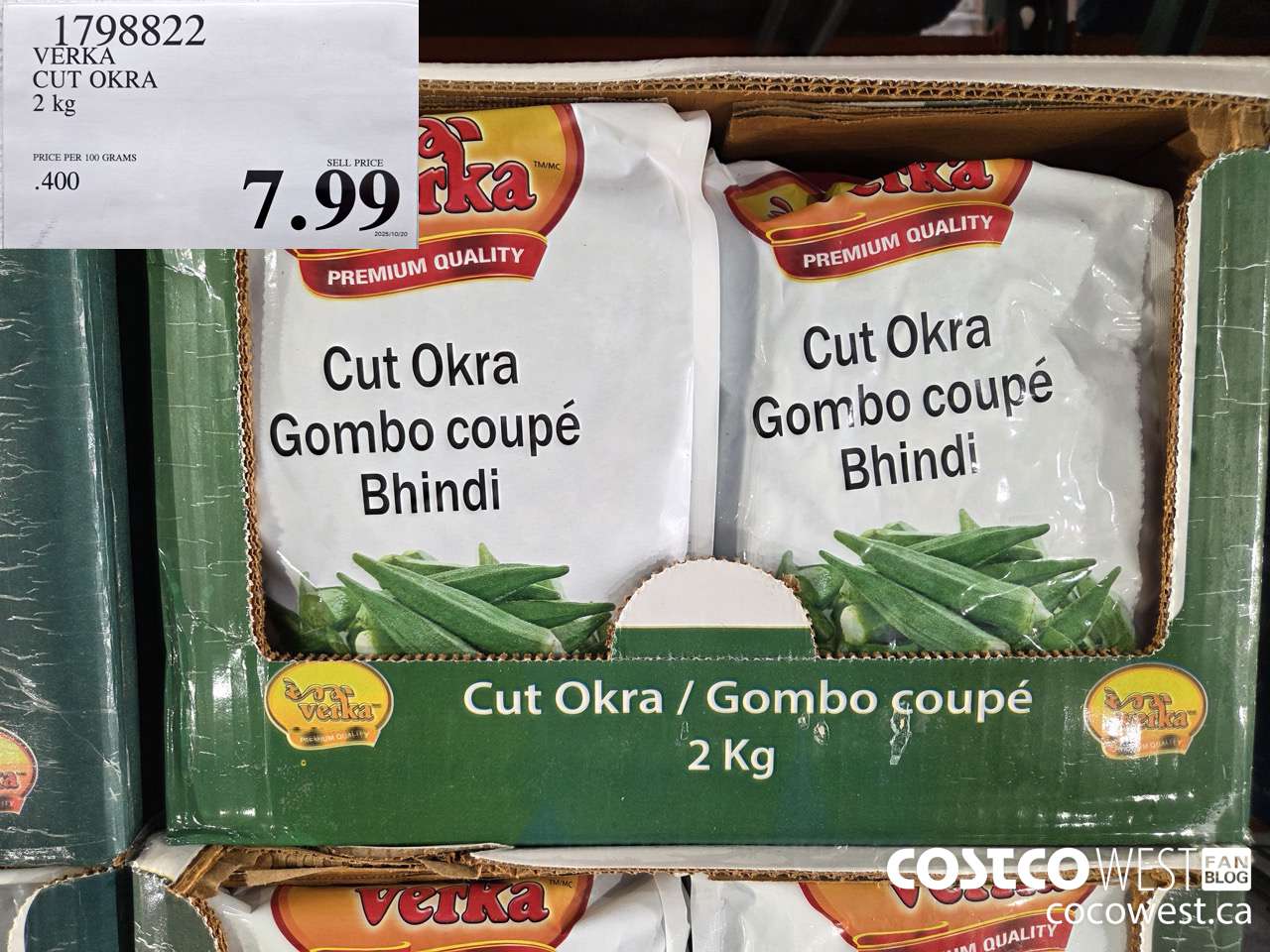 1798822 VERKA CUT OKRA 2KG $7.99