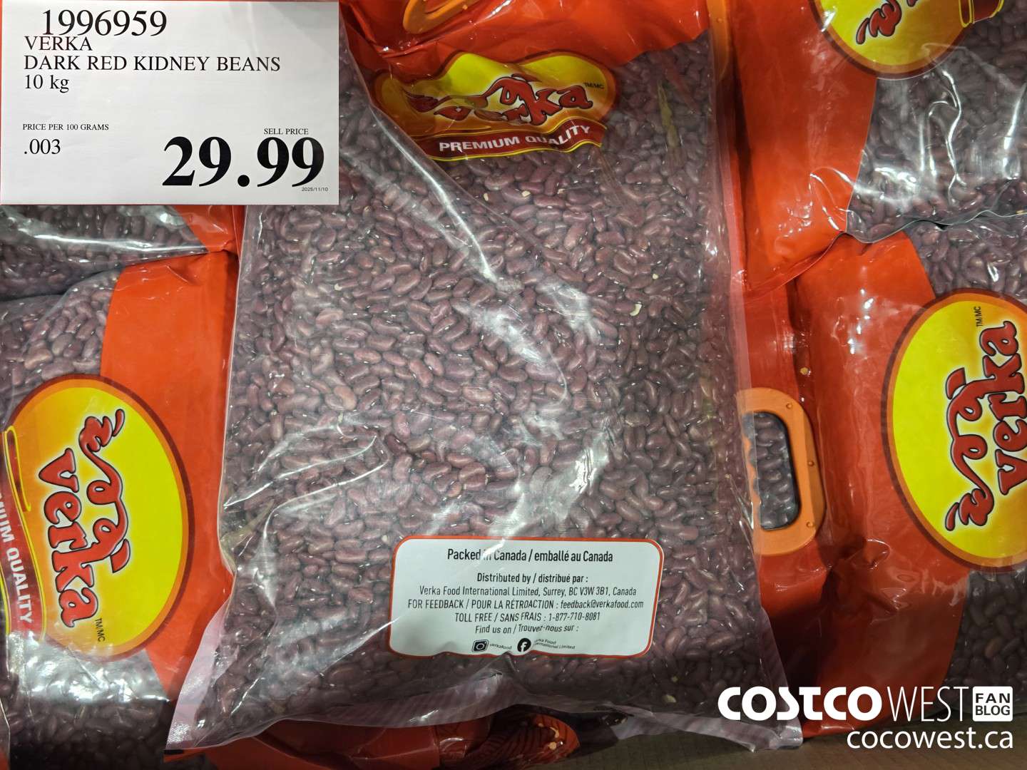 1996959 VERKA DARK RED KIDNEY BEANS 10 kg $29.99