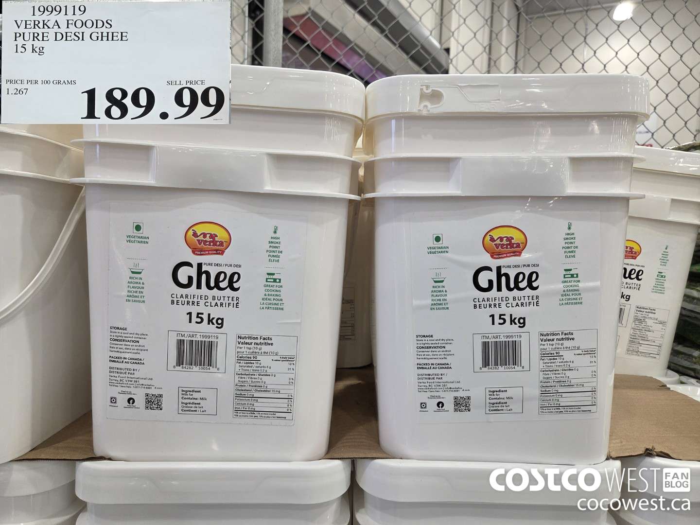 1999119 VERKA FOODS PURE DESI GHEE 15 kg $189.99