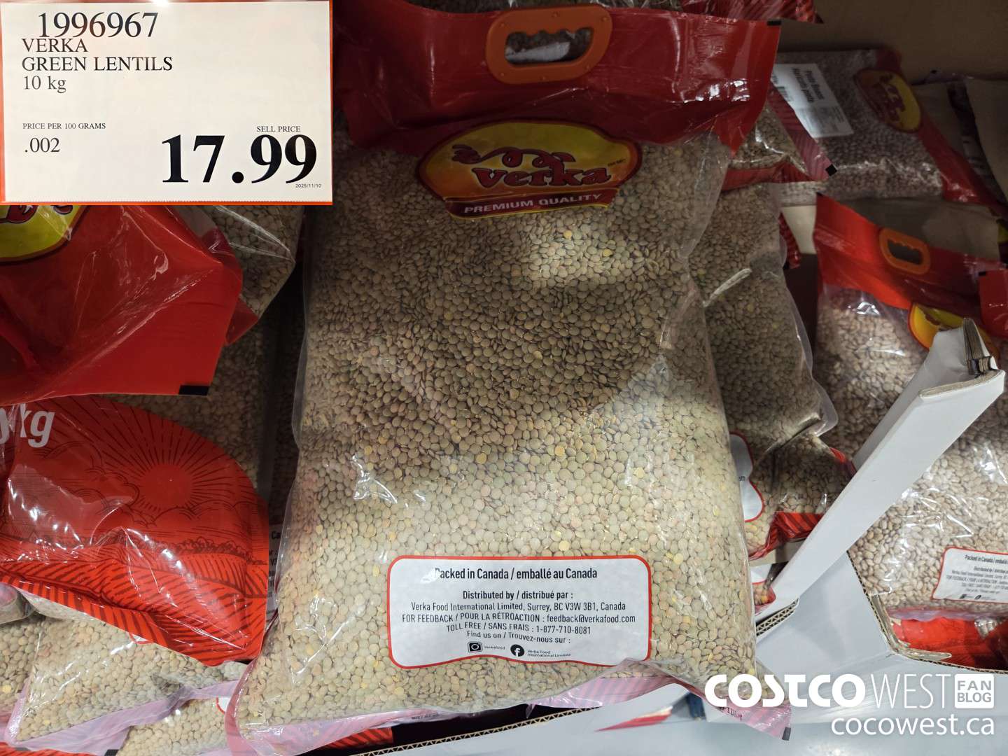 1996967 VERKA GREEN LENTILS 10 kg $17.99