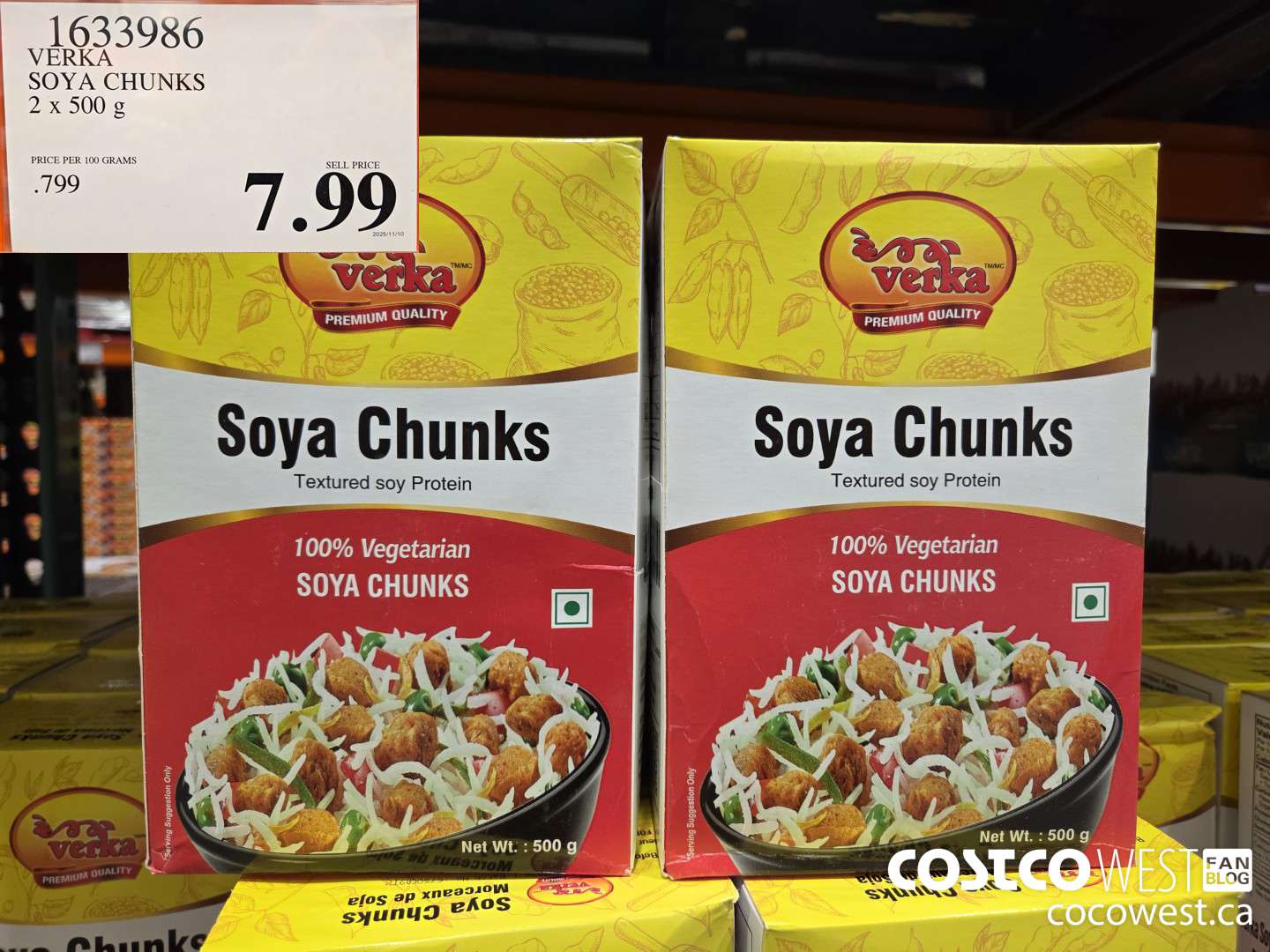 1633986 VERKA SOYA CHUNKS 2 X 500 G $7.99