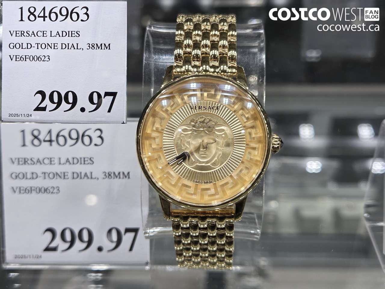 1846963 VERSACE LADIES GOLD-TONE DIAL 38MM VE6F00623 $299.97