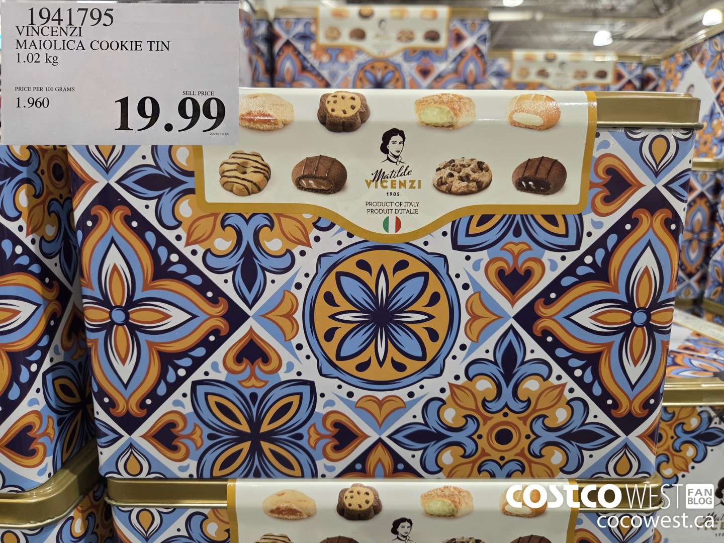 1941795 VINCENZI MAIOLICA COOKIE TIN 1.02 kg $19.99
