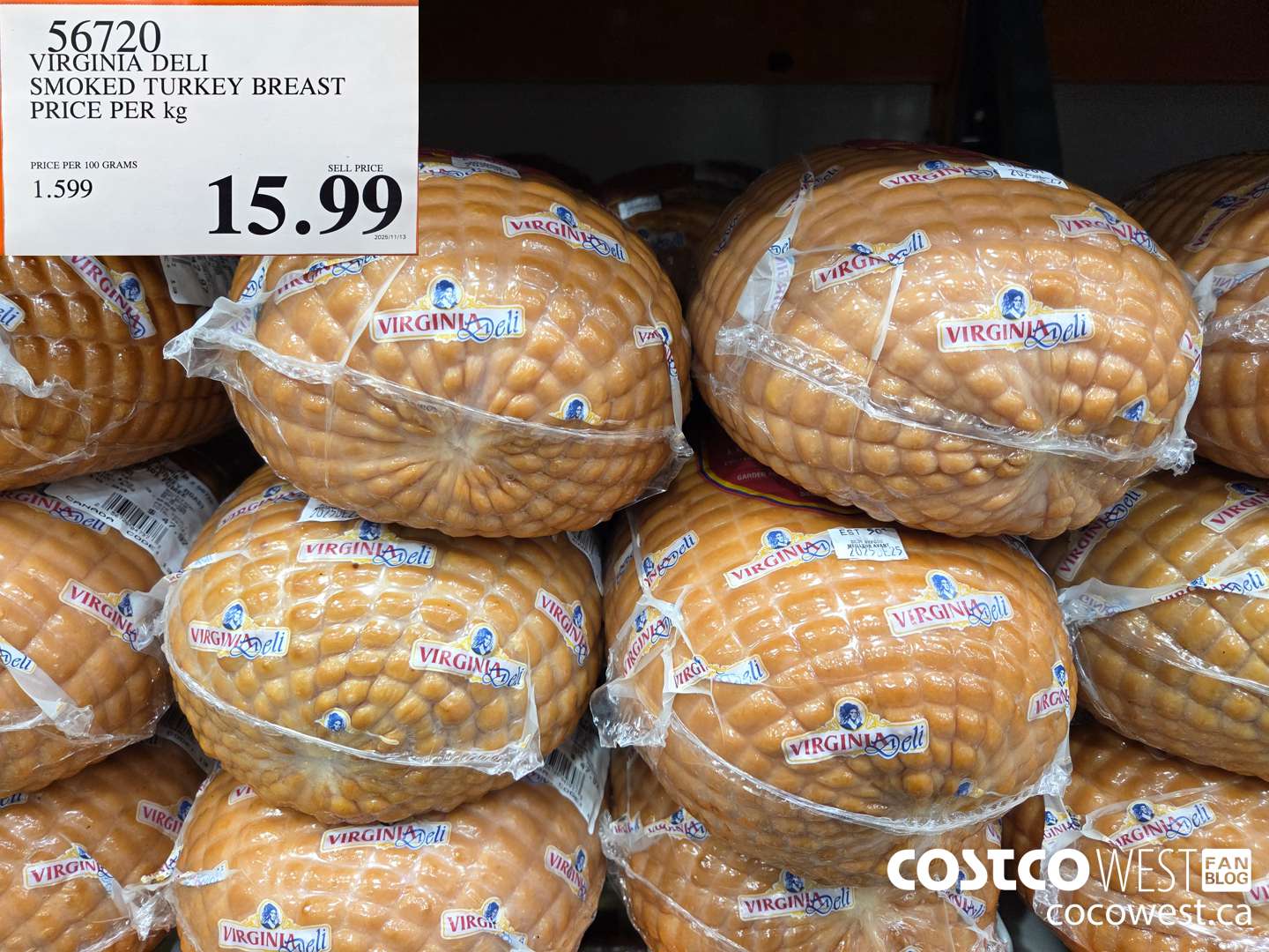 56720 VIRGINIA DELI SMOKED TURKEY BREAST PRICE PER kg $15.99