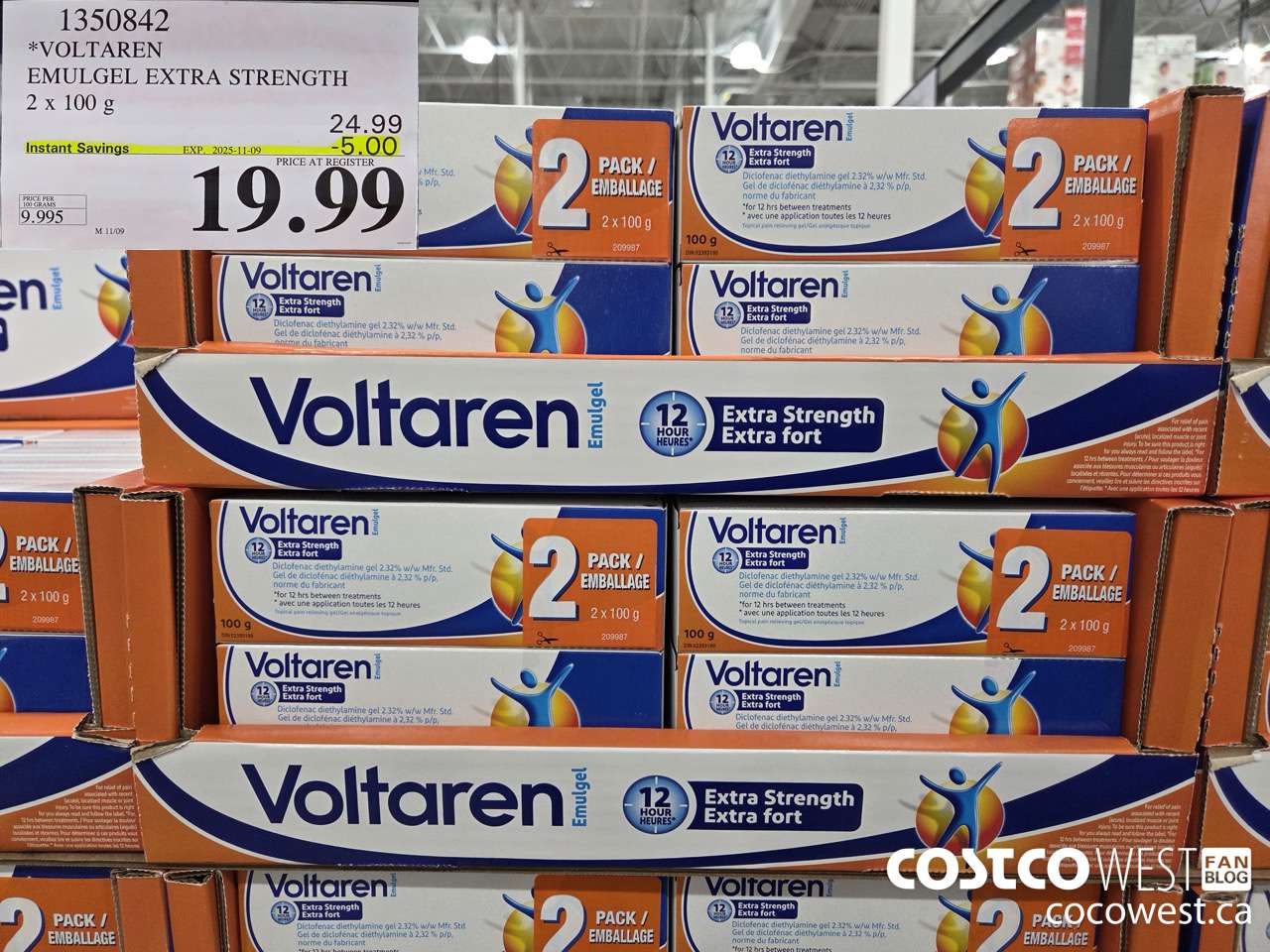 1350842 VOLTAREN EMUGEL ES 2 X 100 G ($5.00 INSTANT SAVINGS EXPIRES ON 2025-11-09) $19.99