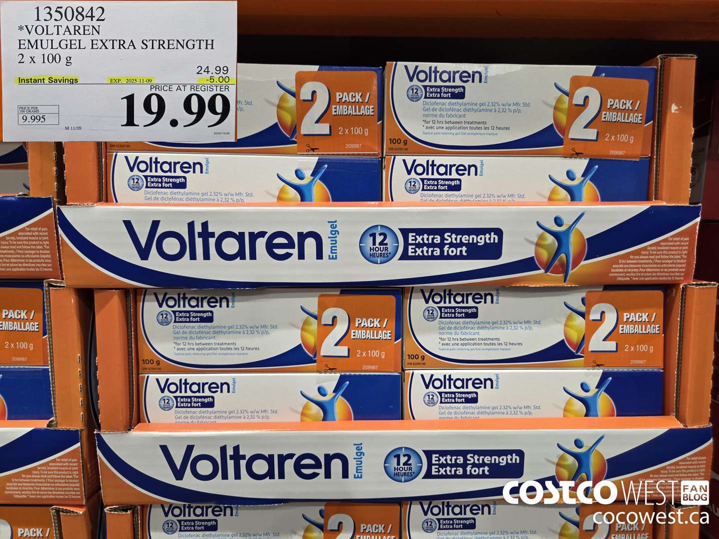 1350842 VOLTAREN EMUGEL ES 2 X 100 G ($5.00 INSTANT SAVINGS EXPIRES ON 2025-11-09) $19.99