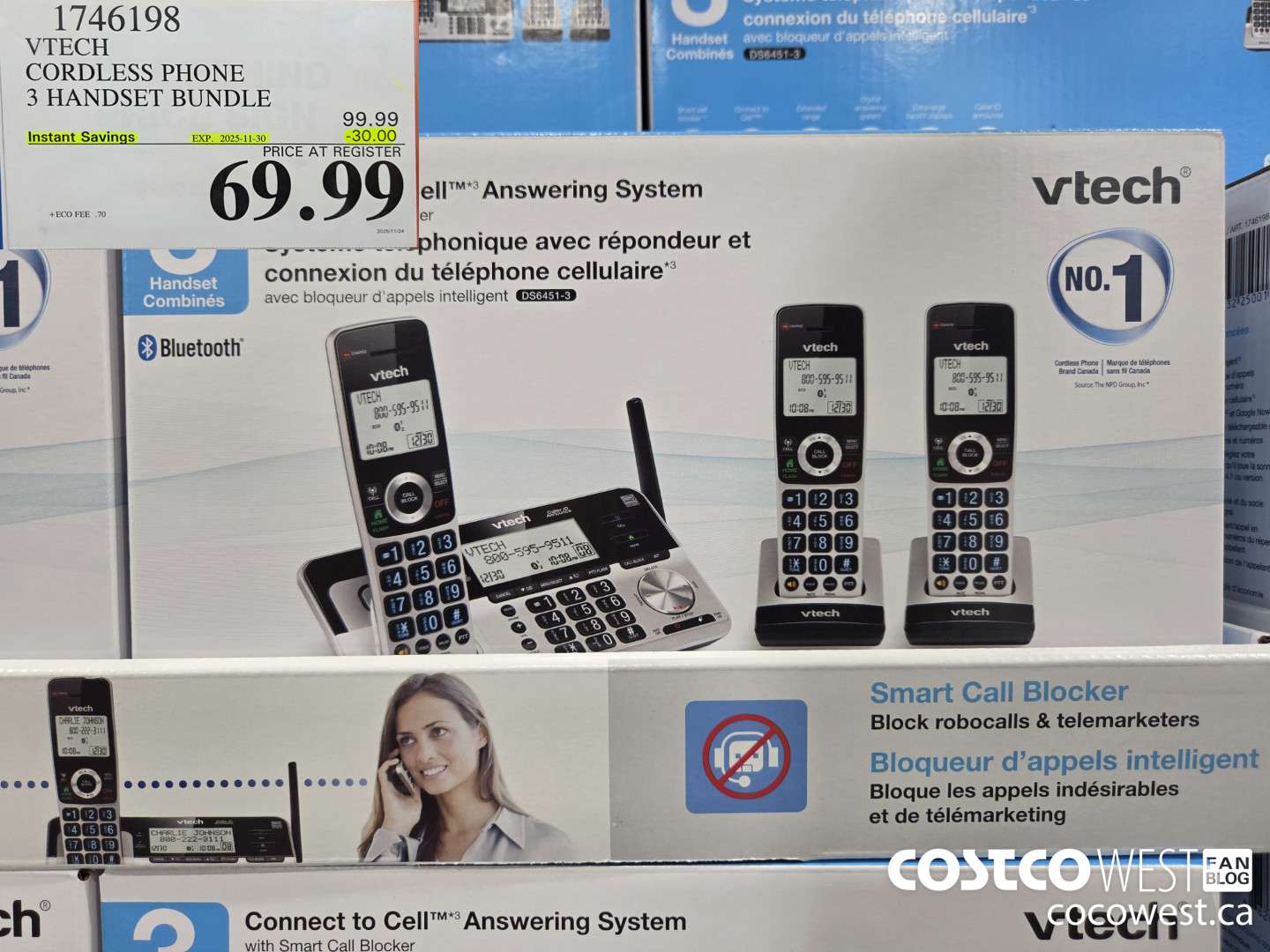1746198 VTECH CORDLESS PHONE 3 HANDSET BUNDLE ($30.00 INSTANT SAVINGS EXPIRES ON 2025-11-30) $69.99