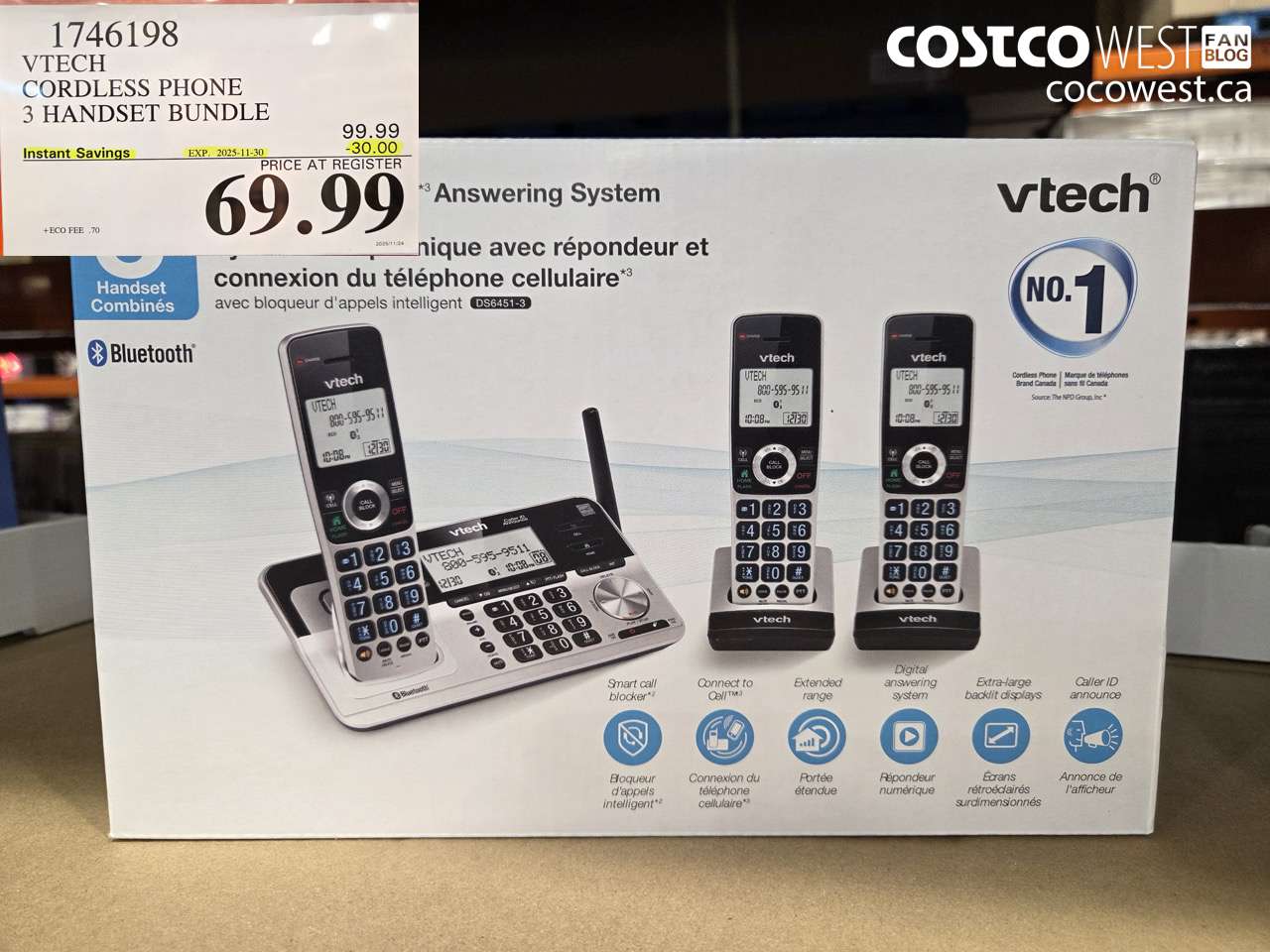 1746198 VTECH CORDLESS PHONE 3 HANDSET BUNDLE ($30.00 INSTANT SAVINGS EXPIRES ON 2025-11-30) $69.99