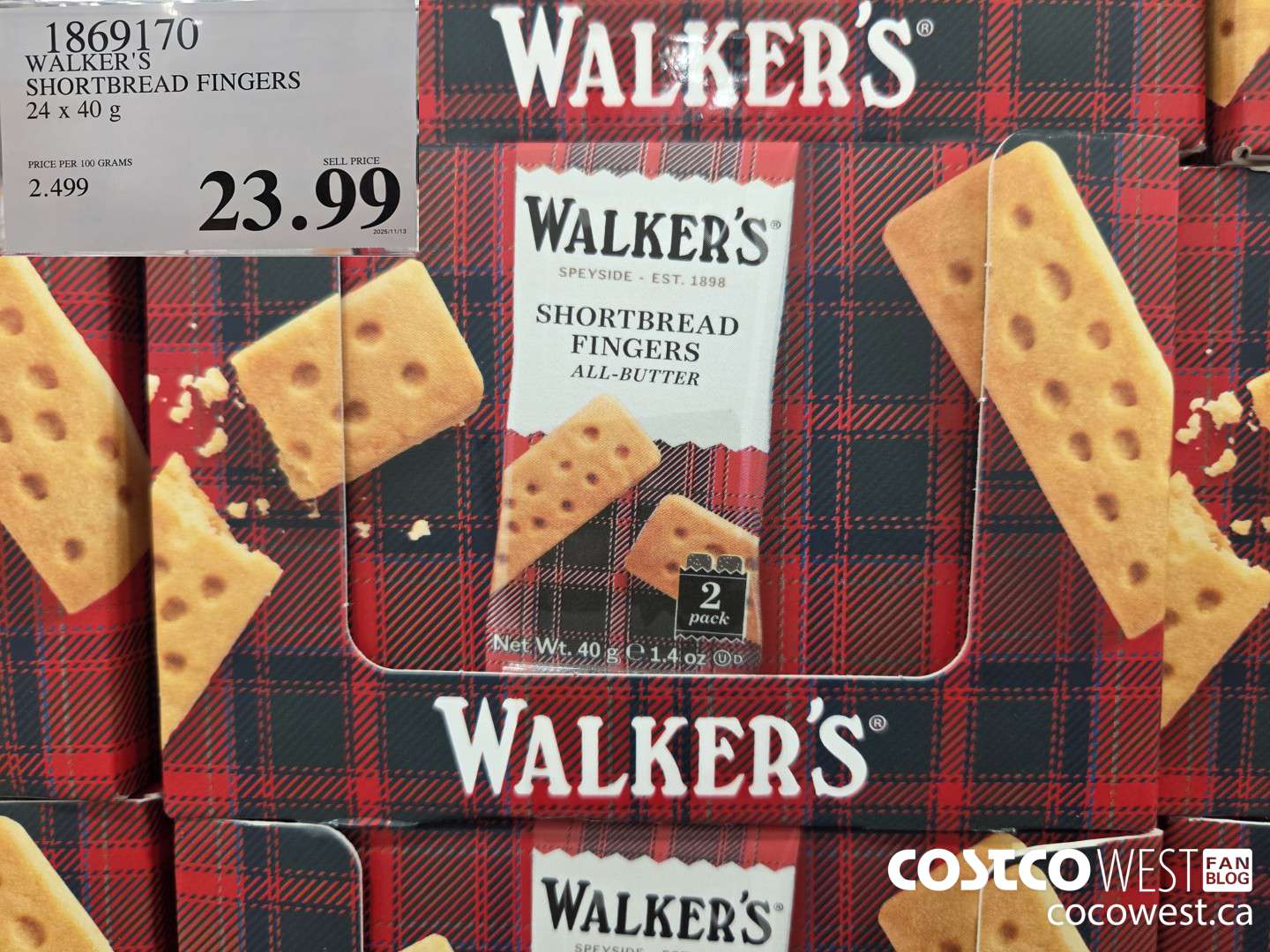 1869170 WALKER SHORTBREAD FINGERS 24 x 40 g $23.99
