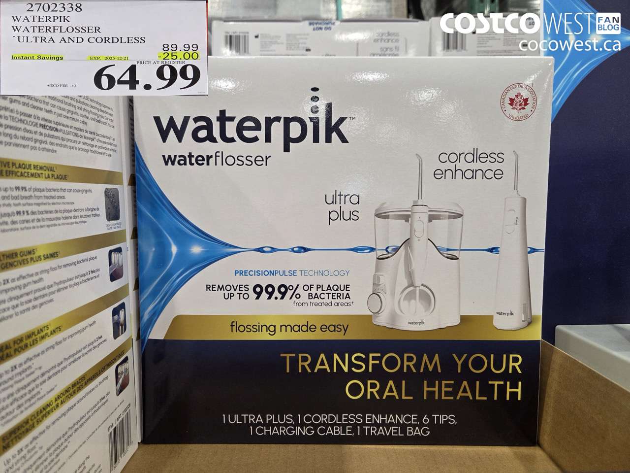 2702338 WATERPIK WATERFLOSSER ULTRA AND CORDLESS ($25.00 INSTANT SAVINGS EXPIRES ON 2025-12-21) $64.99