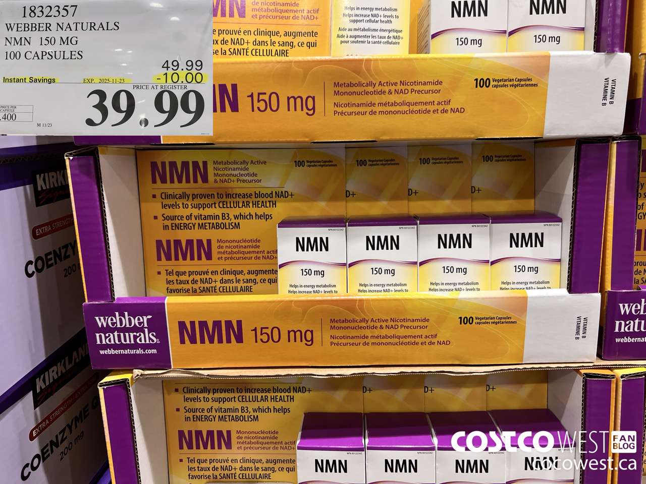 1832357 WEBBER NATURALS NMN 150MG 100 CAPSULES ($10.00 INSTANT SAVINGS EXPIRES ON 2025-11-23) $39.99