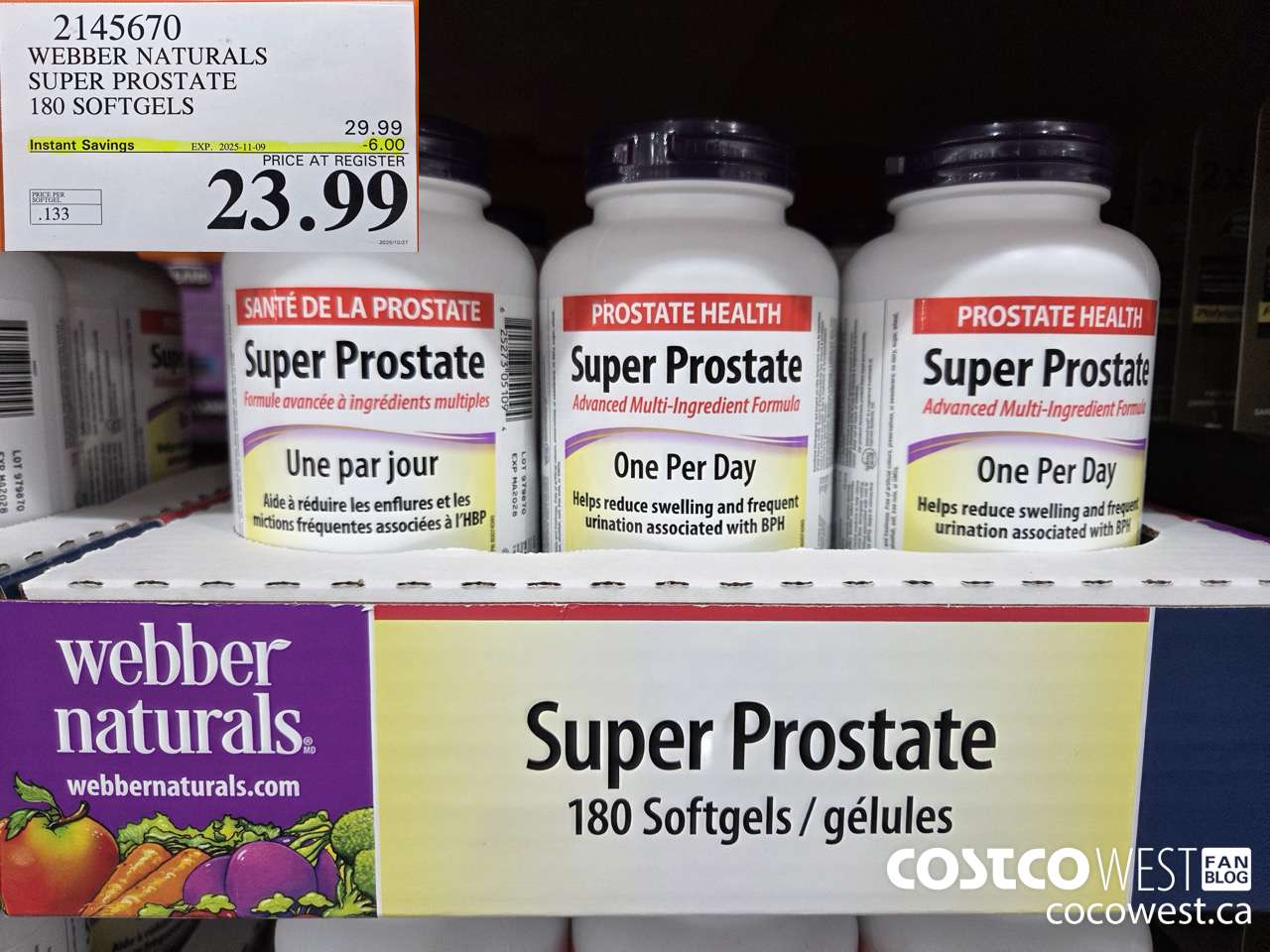 2145670 WEBBER NATURALS SUPER PROSTATE ADVANCED FORMULA 180 SOFTGELS ($6.00 INSTANT SAVINGS EXPIRES ON 2025-11-09) $23.99
