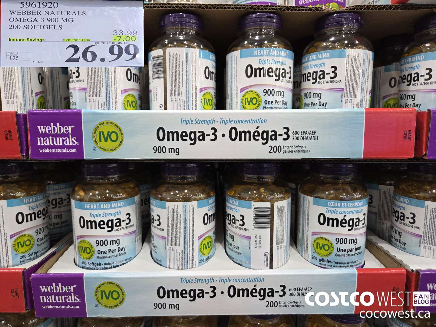 5961920 WEBBER NATURALS TRIPLE STRENGTH OMEGA3 200 SOFTGELS ($7.00 INSTANT SAVINGS EXPIRES ON 2025-11-30) $26.99