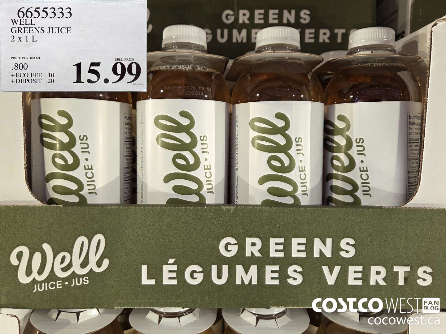 6655333 WELL GREENS JUICE 2 X 1 L $15.99