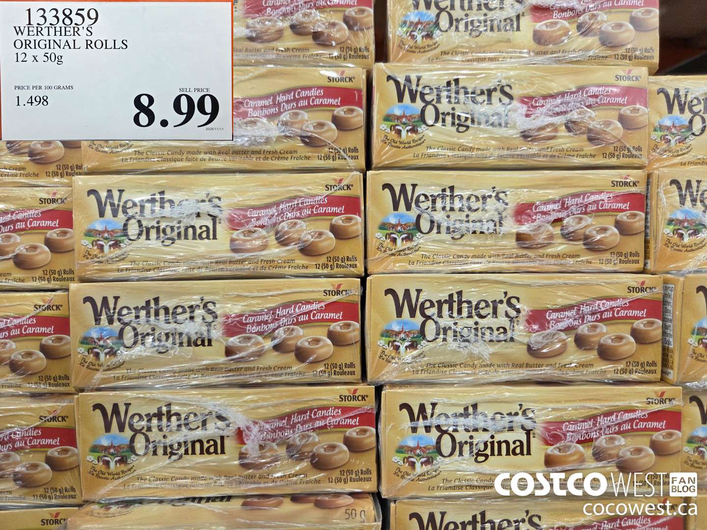 133859 WERTHER'S ORIGINAL ROLLS 12 x 50 g $8.99