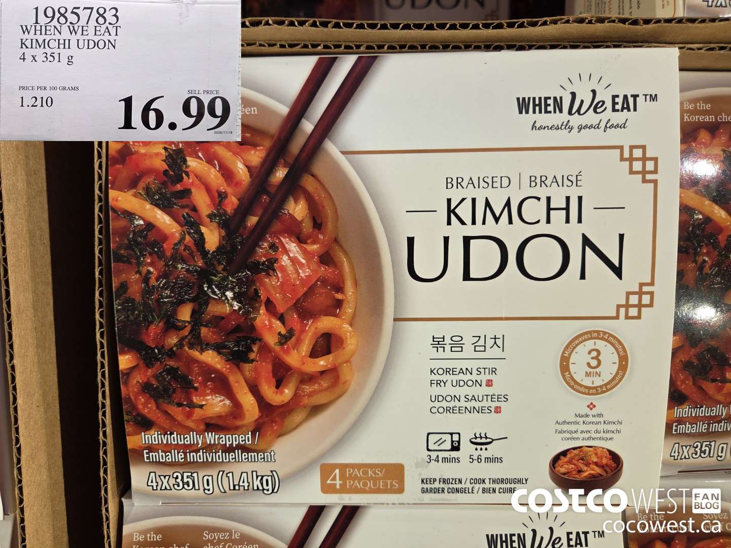 1985783 WHEN WE EAT KIMCHI UDON 4 x 351 g $16.99