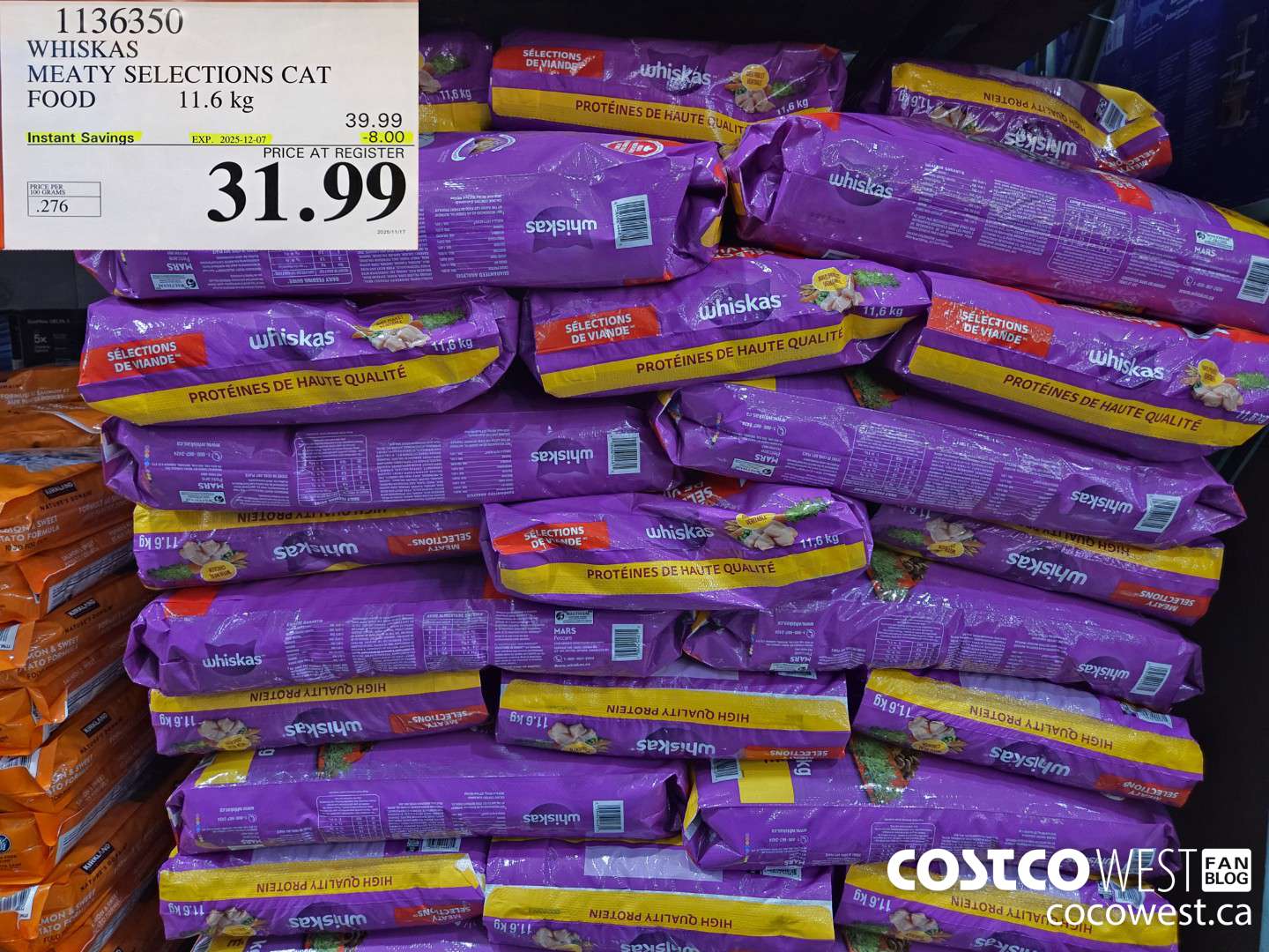 1136350 WHISKAS MEATY SELECTIONS CAT FOOD 11.6 kg ($8.00 INSTANT SAVINGS EXPIRES ON 2025-12-07) $31.99