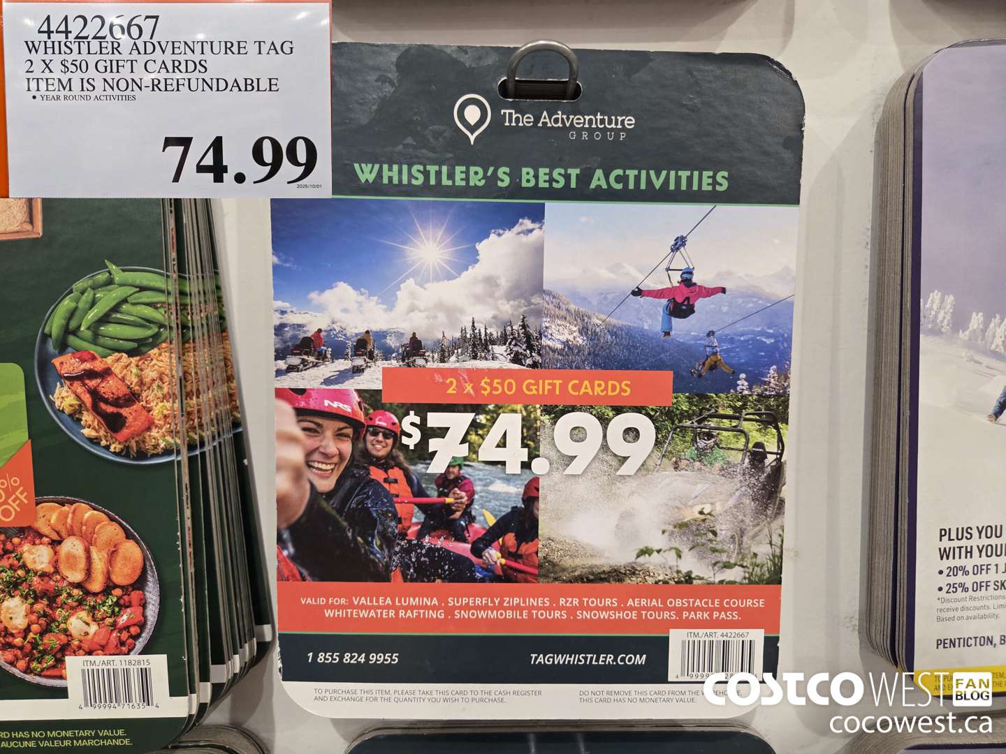4422667 WHISTLER ADVENTURE TAG 2 X$50 GIFT CARDS $74.99