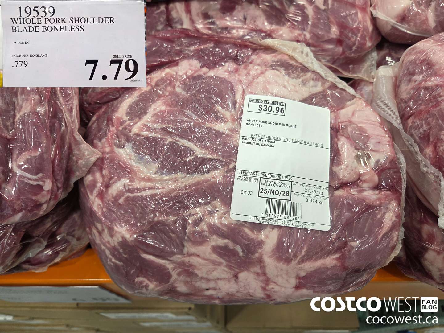 19539 WHOLE PORK SHOULDER BLADE BONELESS $7.79