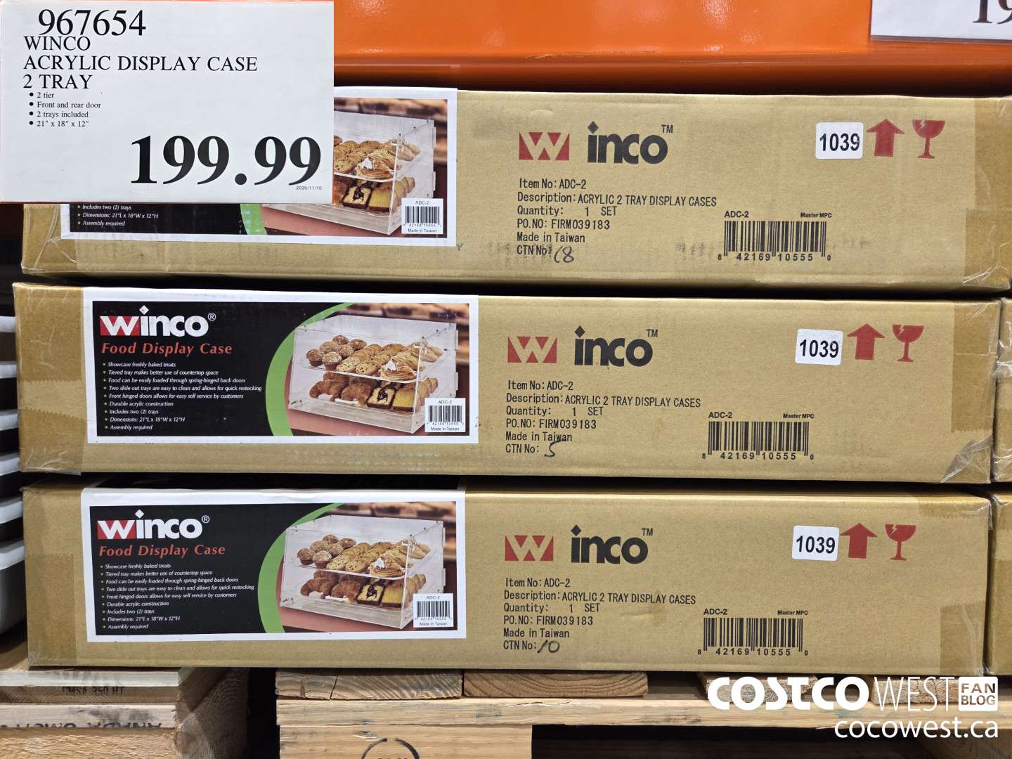 967654 WINCO ACRYLIC DISPLAY CASE 2 TRAY $199.99